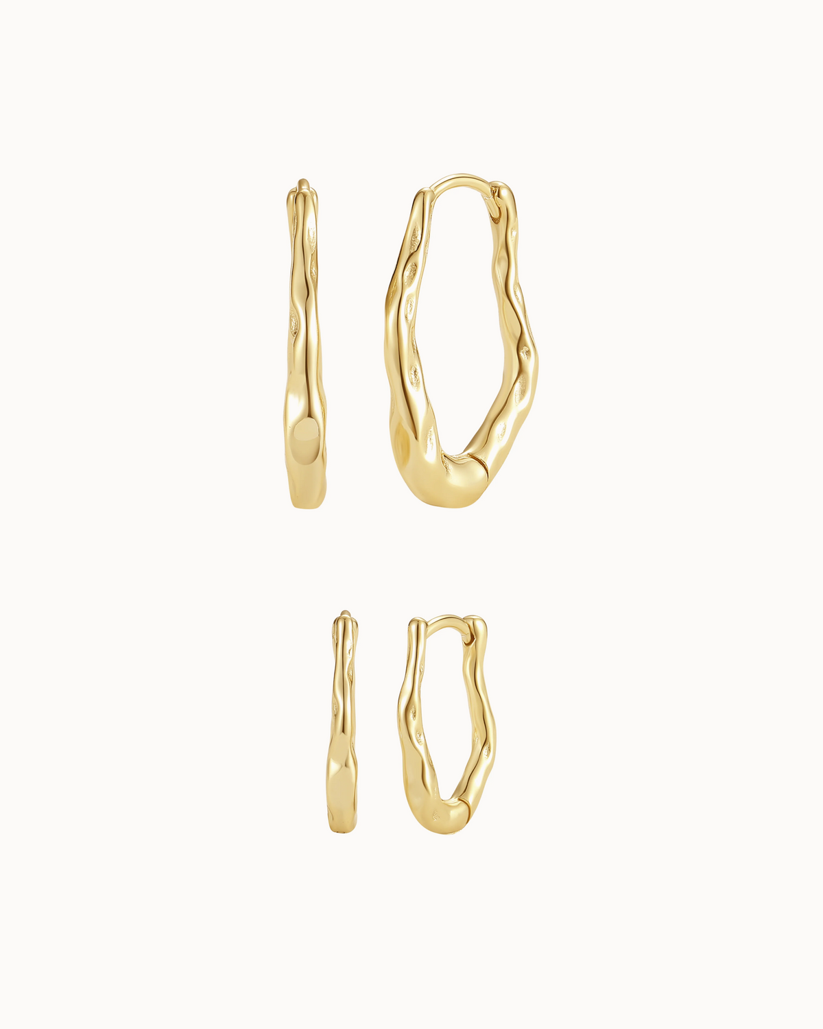 Nerea Earrings Stack Set i forgyldt sølv – to par øreringe i forskellige størrelser