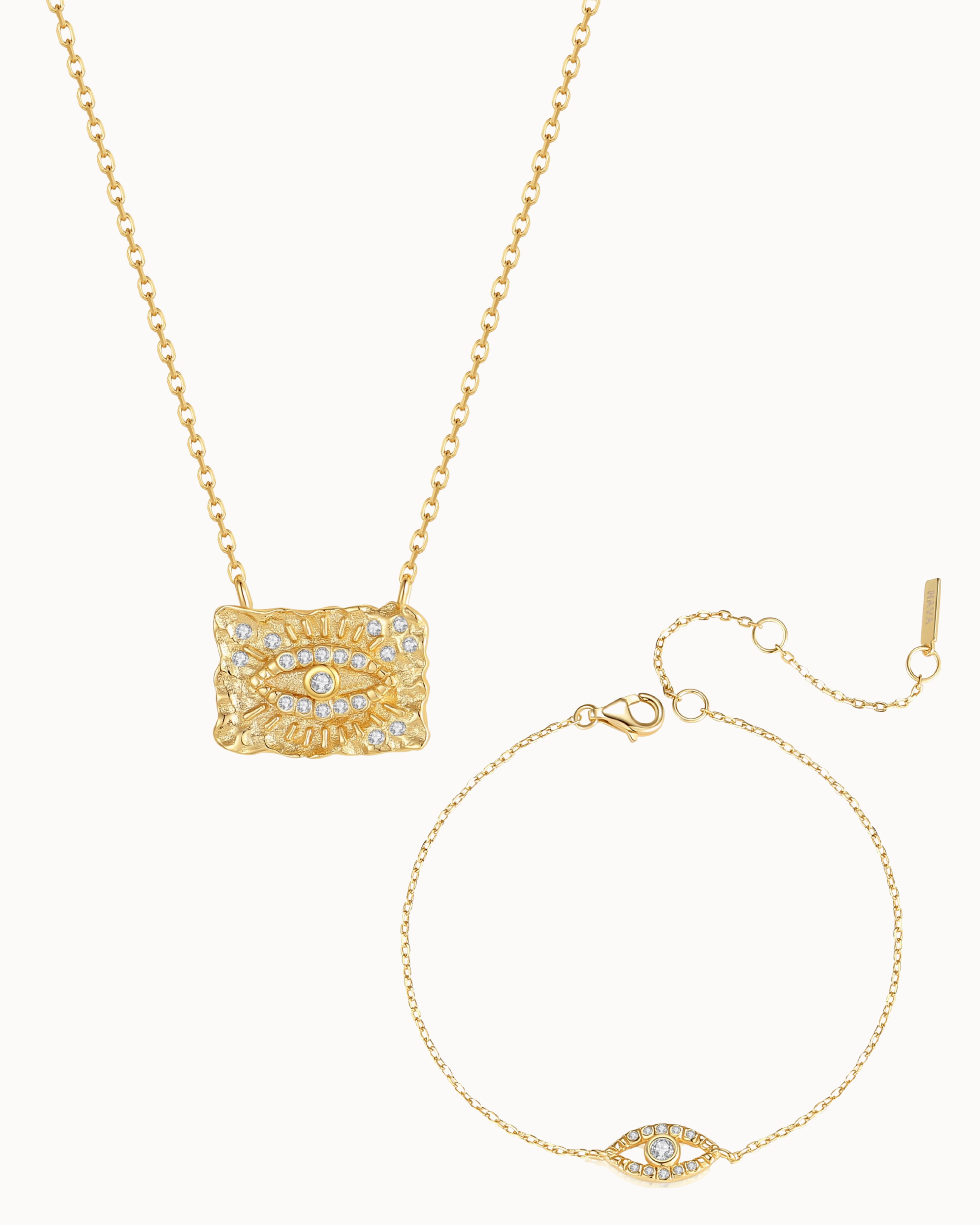 Nefertiti & Tiye Gift Set i forgyldt sølv – halskæde og armbånd