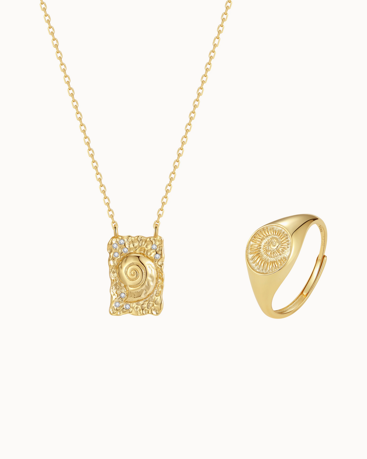 Darya & Shelly Gift Set i forgyldt sølv – halskæde og ring