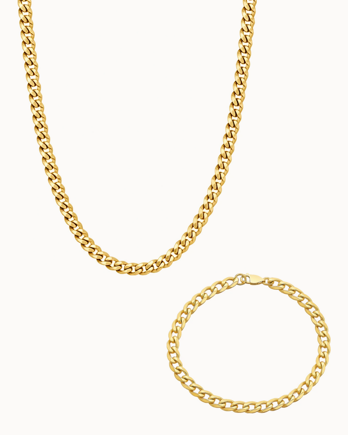 Rogue Bracelet & Chain Gift Set i forgyldt rustfrit stål – halskæde og armbånd