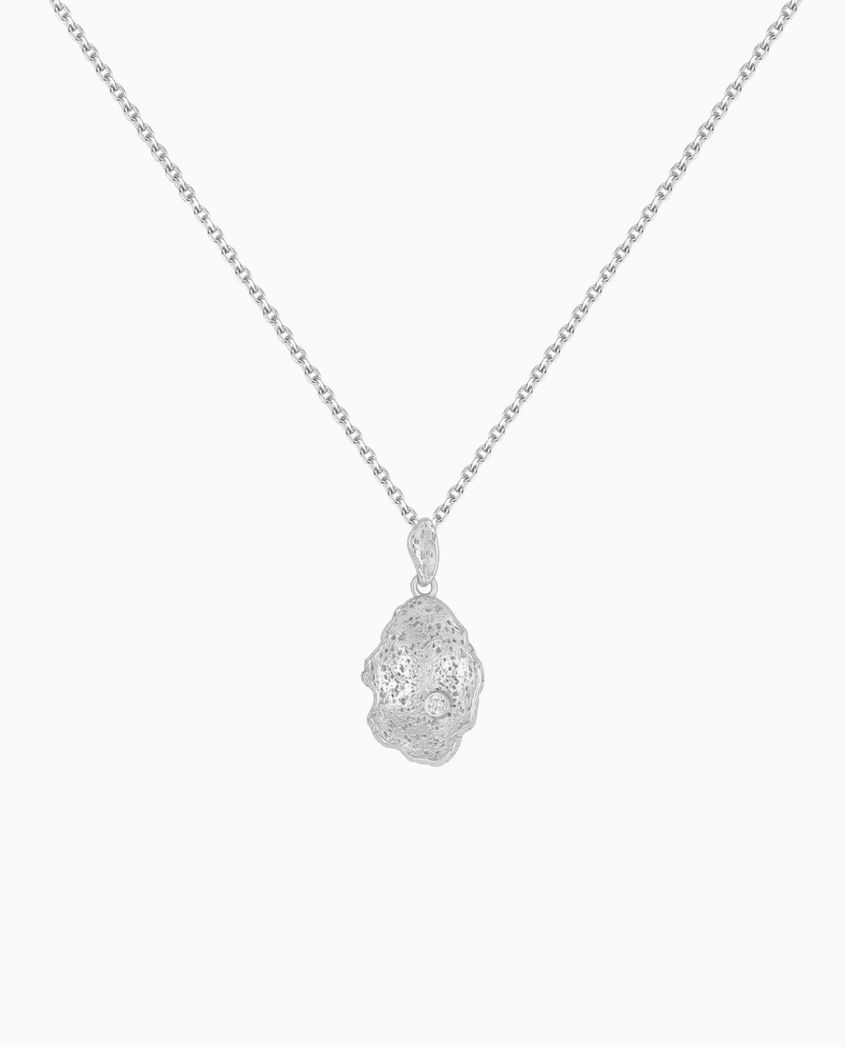 Hydra ketting in 925 sterling zilver met organische hanger en kubische zirkoon