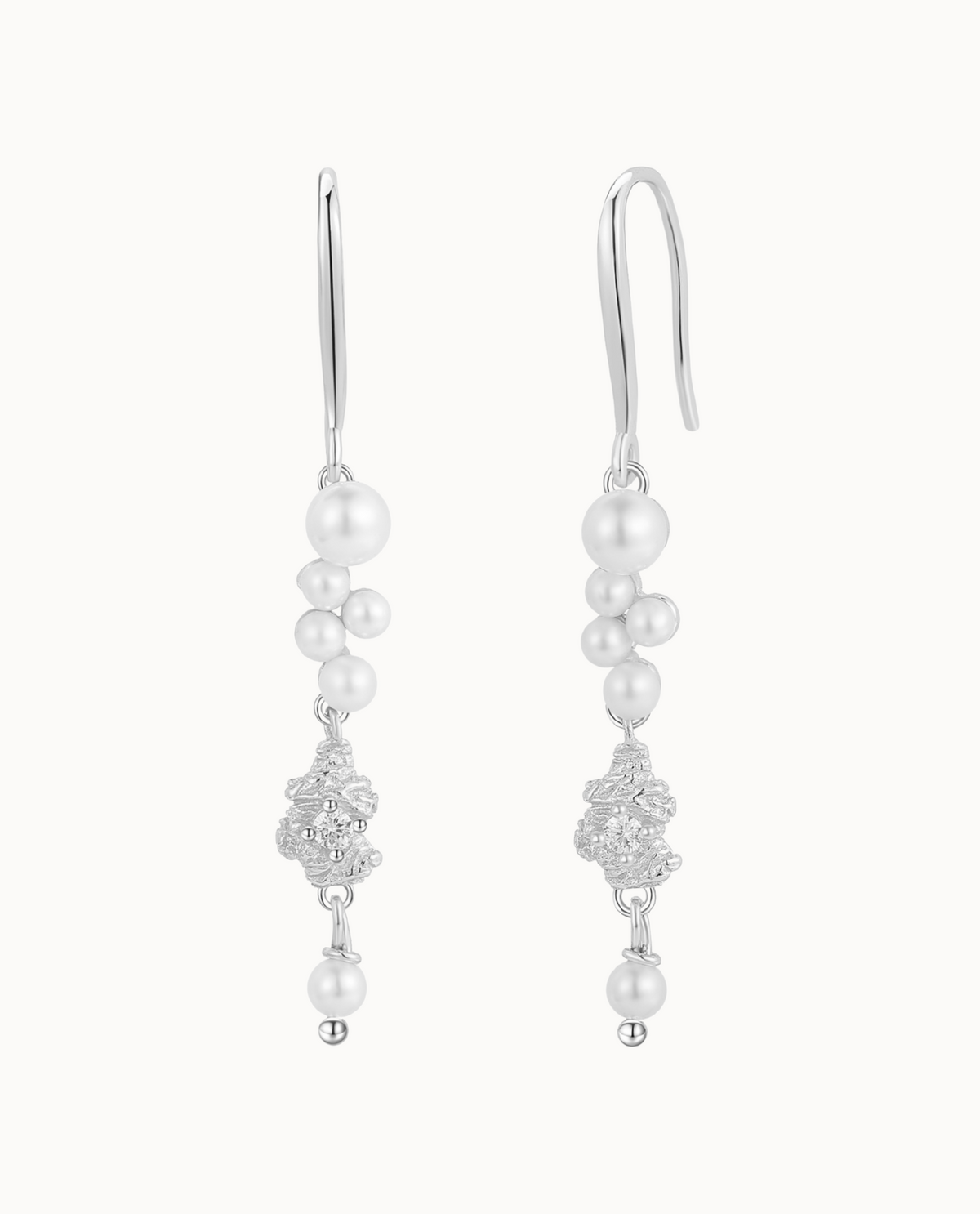 Illone hook earrings in 925 sterling silver with zirconia and shell pearls
