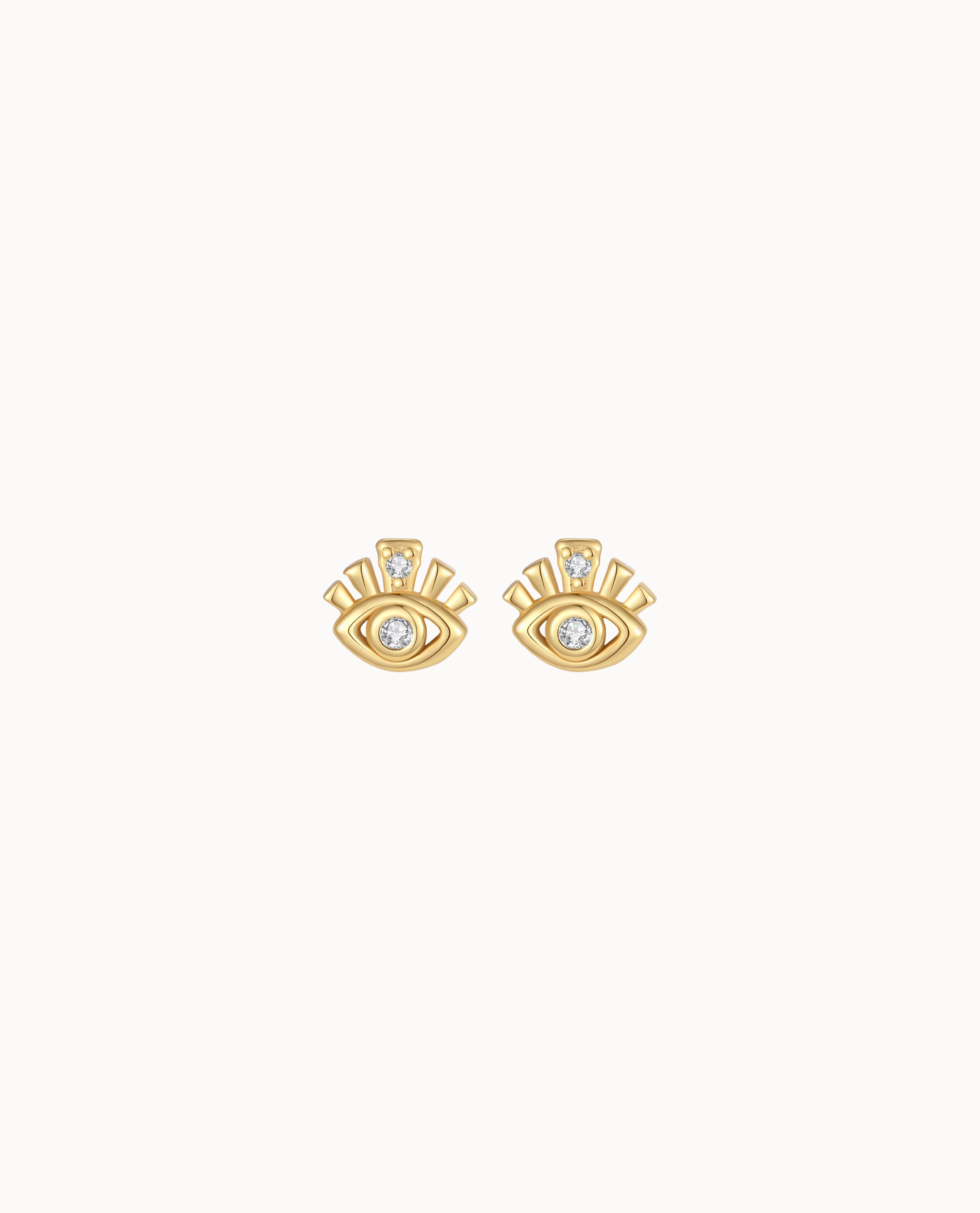 Ineni Petite ørestikker i 18K forgyldt sterlingsølv med evil eye-motiv og klare zirkoner