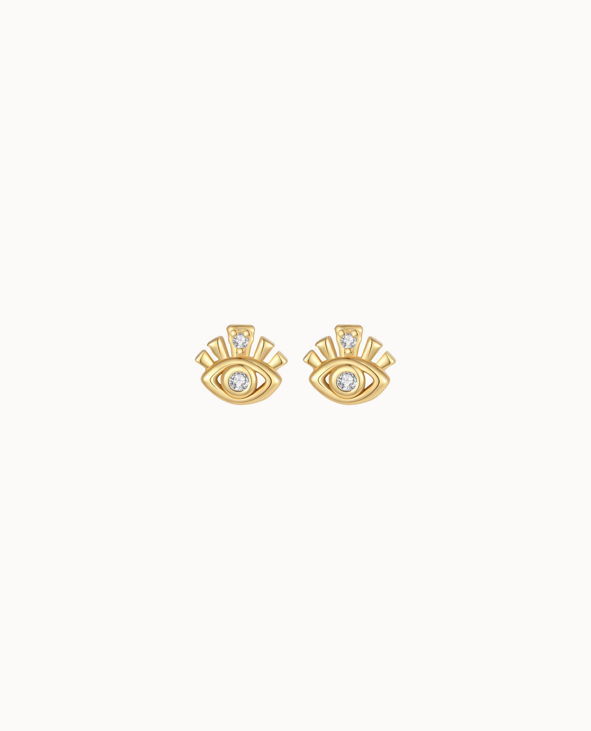 Ineni Petite Ohrstecker aus 18K vergoldetem Sterlingsilber mit Evil-Eye-Motiv und klaren Zirkonen
