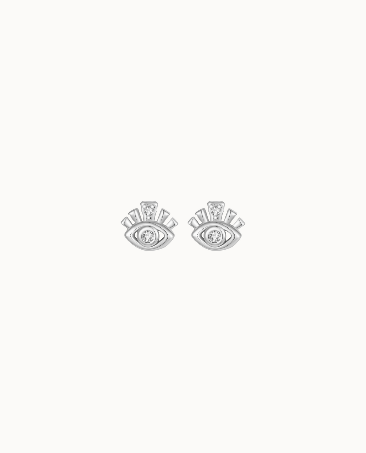 Ineni Petite Ohrstecker aus 925er Sterlingsilber mit Evil-Eye-Motiv und klaren Zirkonen