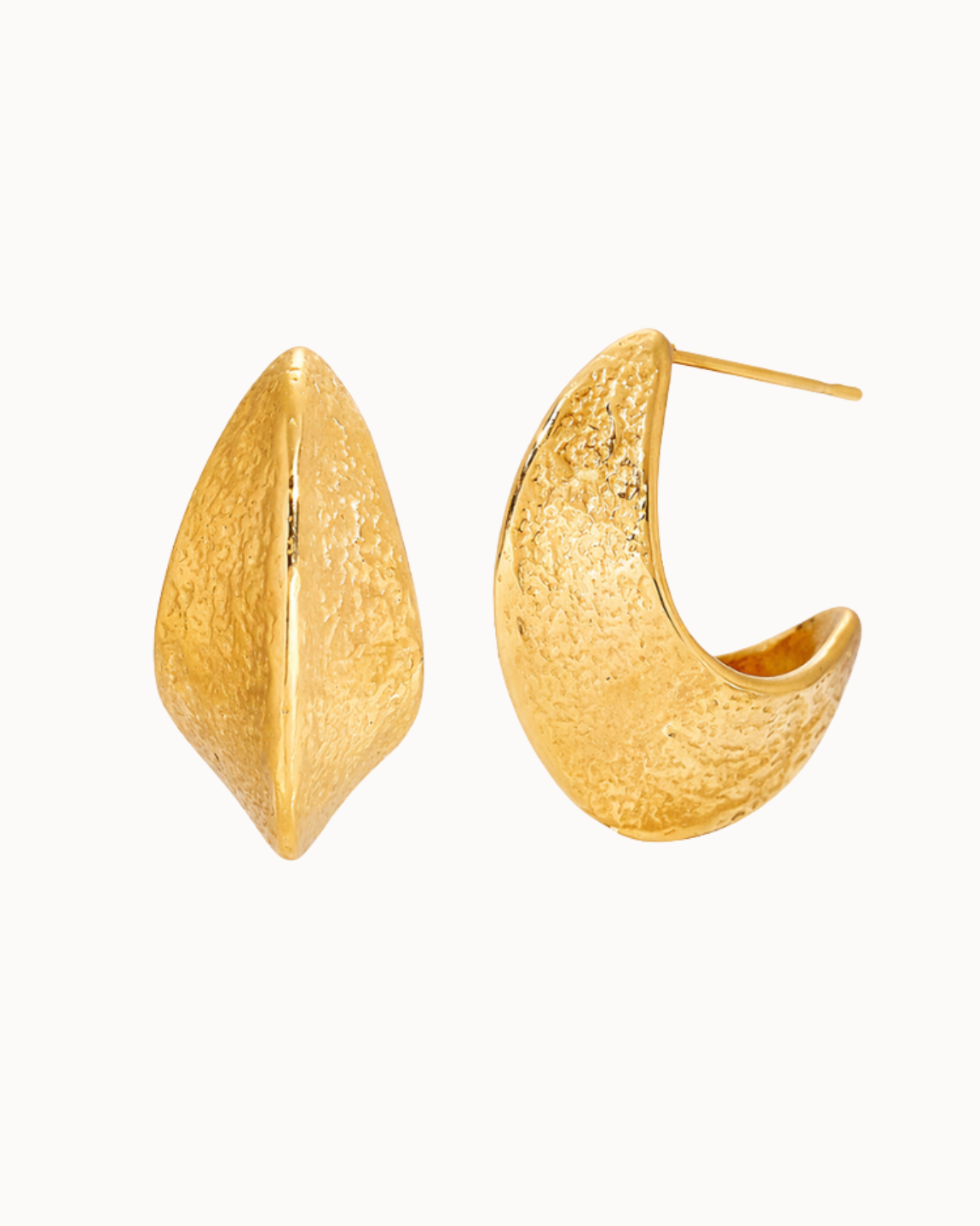 Iris earrings in 18K gold-plated stainless steel with a sculptural, organic design