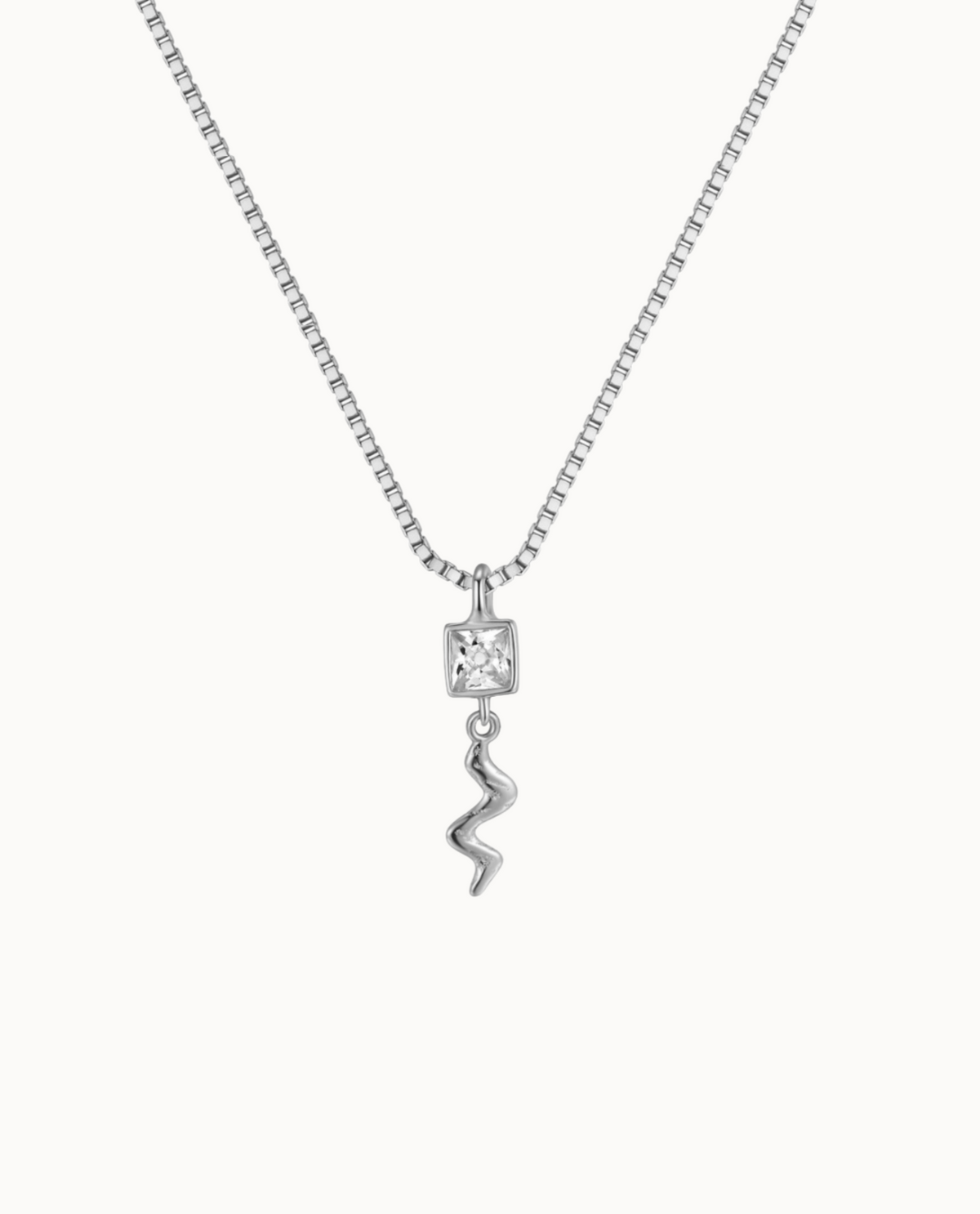 Keziah Necklace in 925 sterling silver with cubic zirconia and twisted details