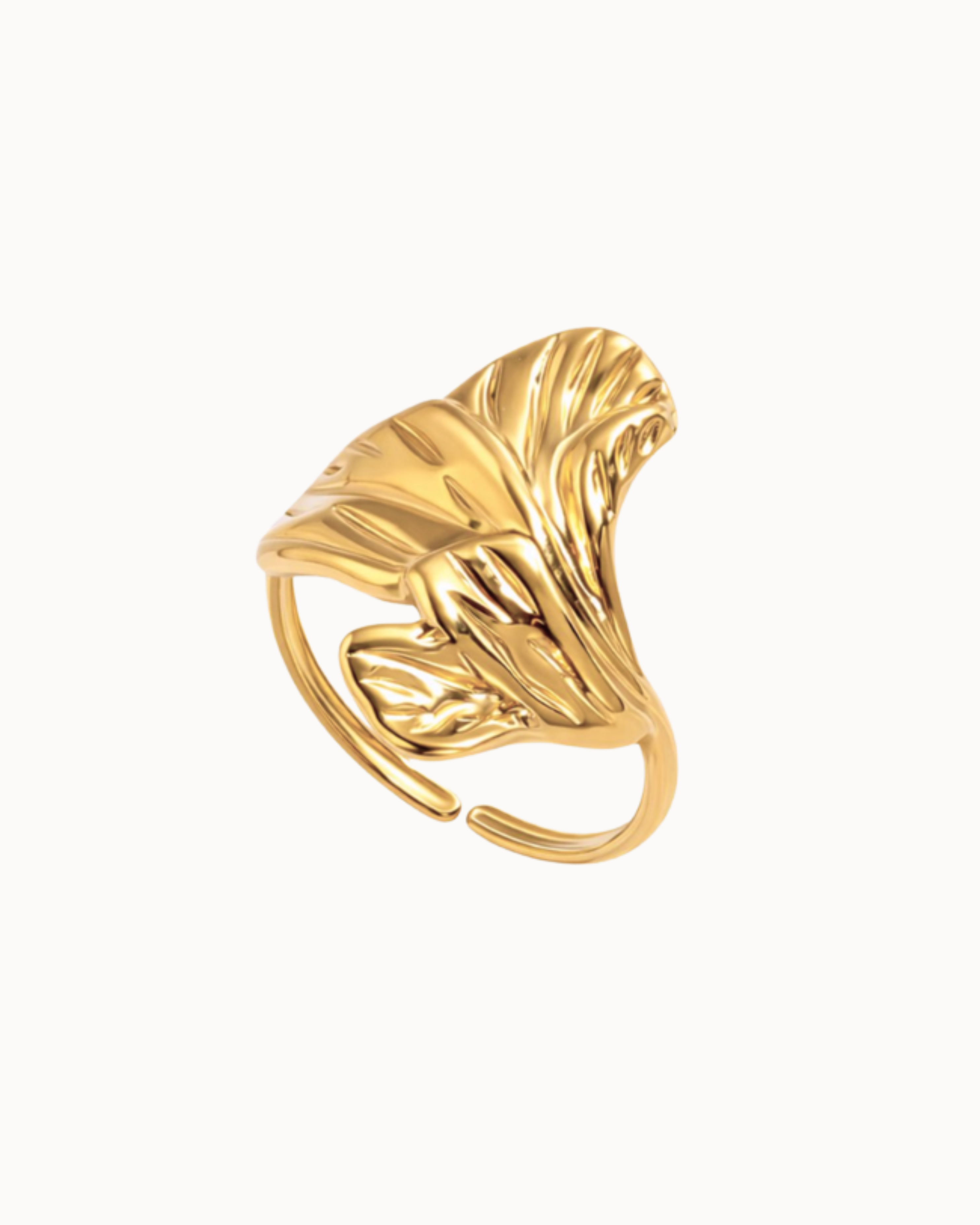 Leaf Ring – bladring in 18K verguld, waterbestendig roestvrij staal