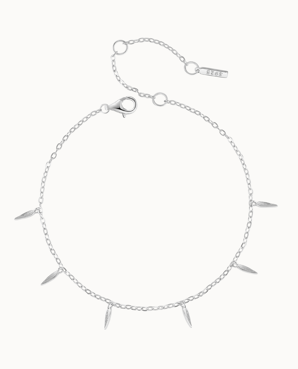 Lihua Bracelet in 925 sterling zilver met kleine bamboebladeren als hangers