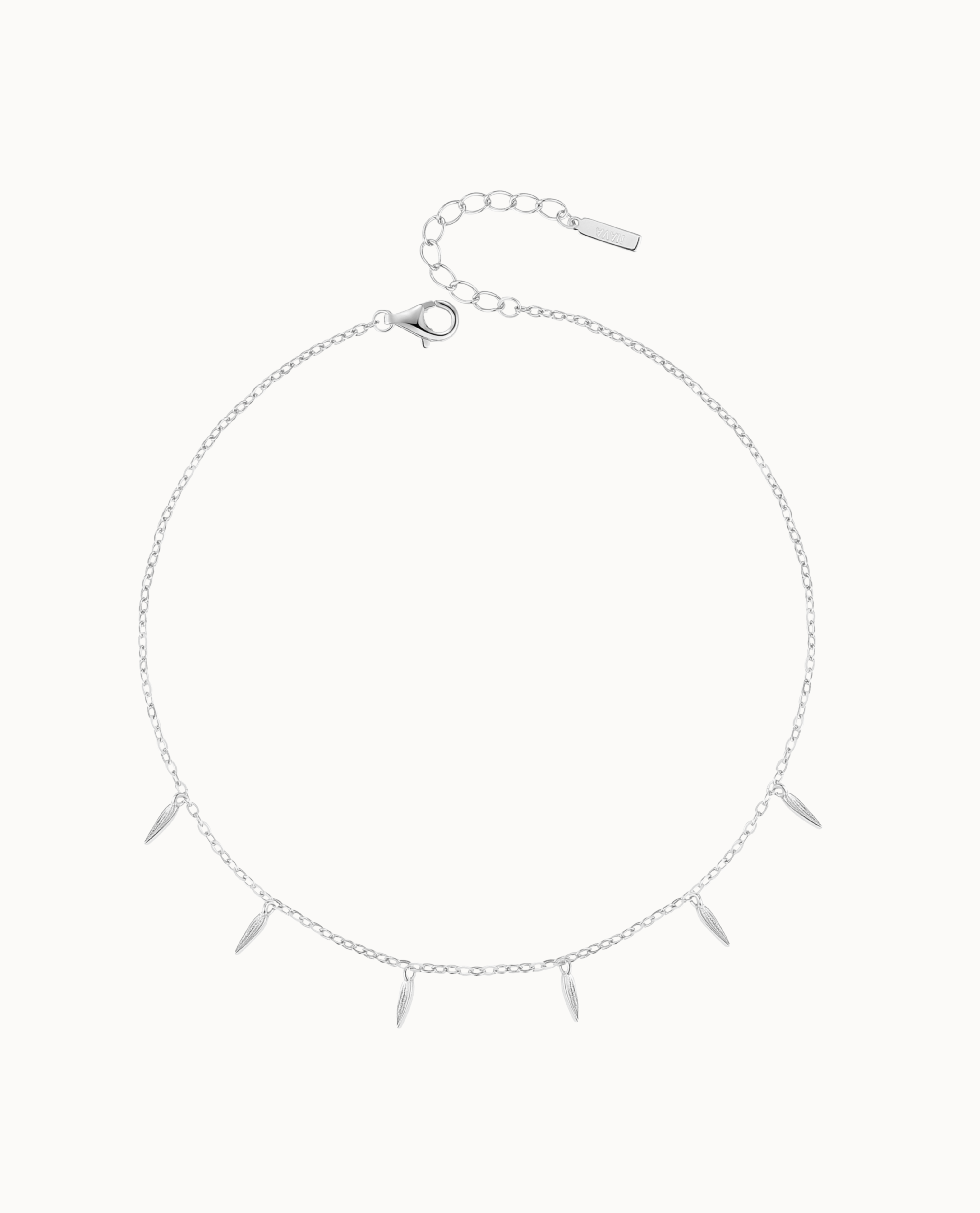 Lisha Fußkettchen aus 925er Sterlingsilber mit kleinen Bambusblättern als Anhänger