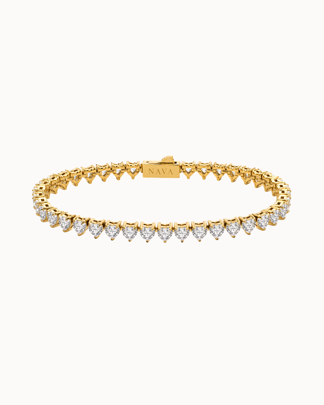 Lova tennisarmbånd 4 mm i vandfast forgyldt stål med hjerteformede sten