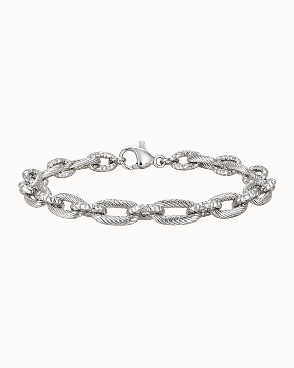 Maddox silver-coloured chain bracelet for men in waterproof stainless steel with elongated links