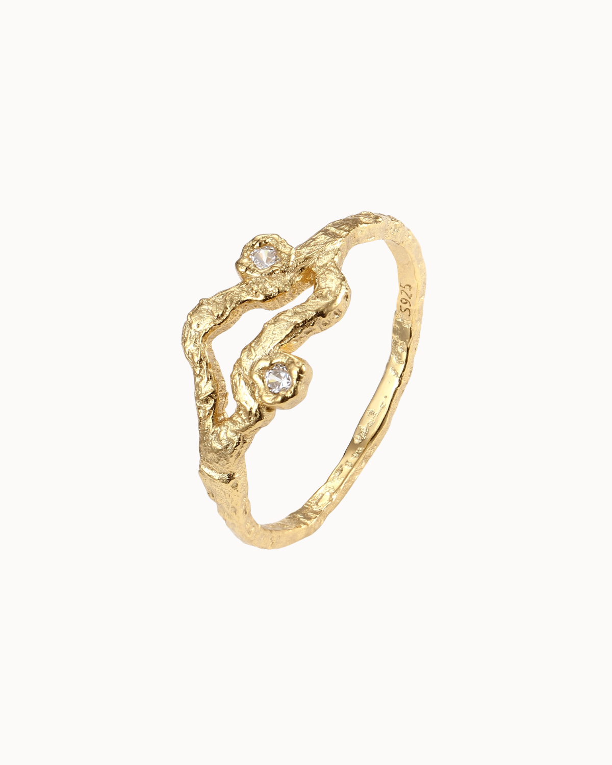Maris Ring in 18K gold-plated sterling silver with a lively, organic surface