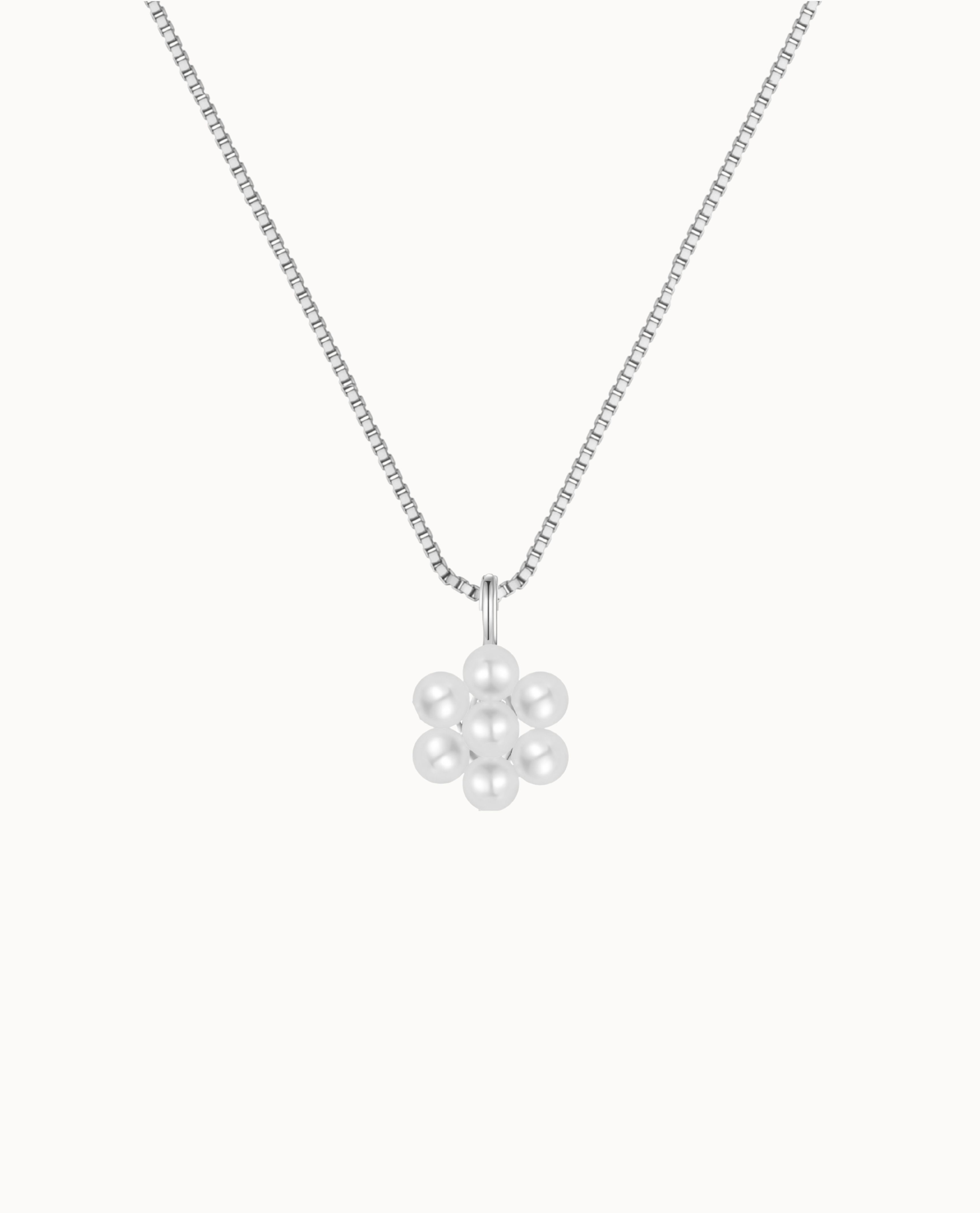 Meadow Necklace i 925 sterlingsølv med blomstvedhæng af skalperler
