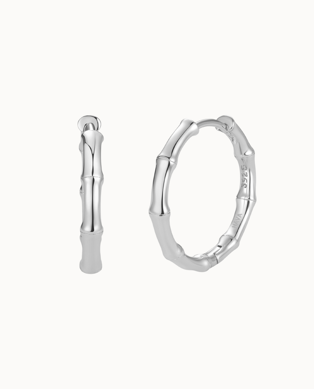 Mei Earrings L aus 925er Sterlingsilber – große Creolen, inspiriert von Bambus