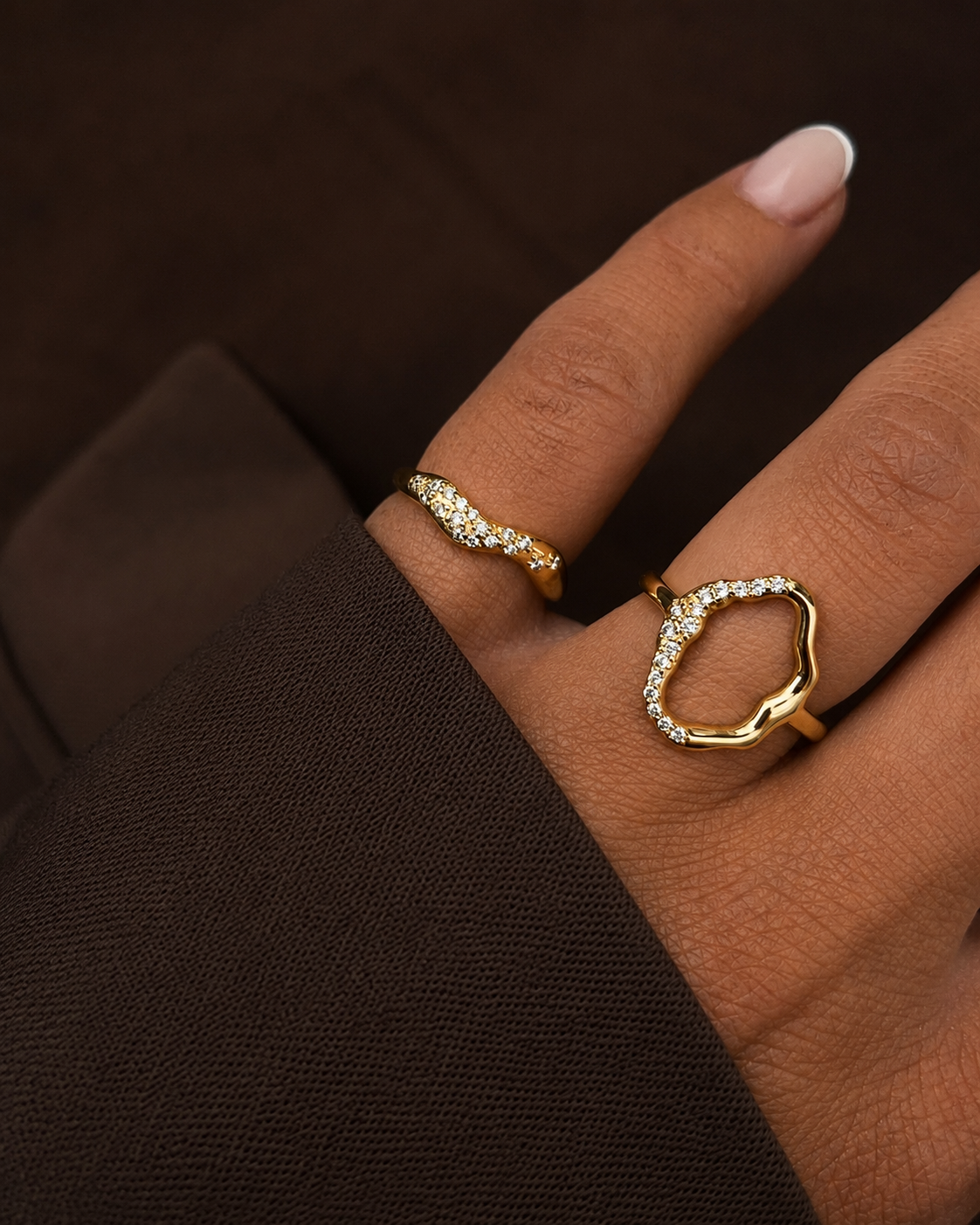 Nashira Ring i 18K forgyldt sterlingsølv med klare zirkoner