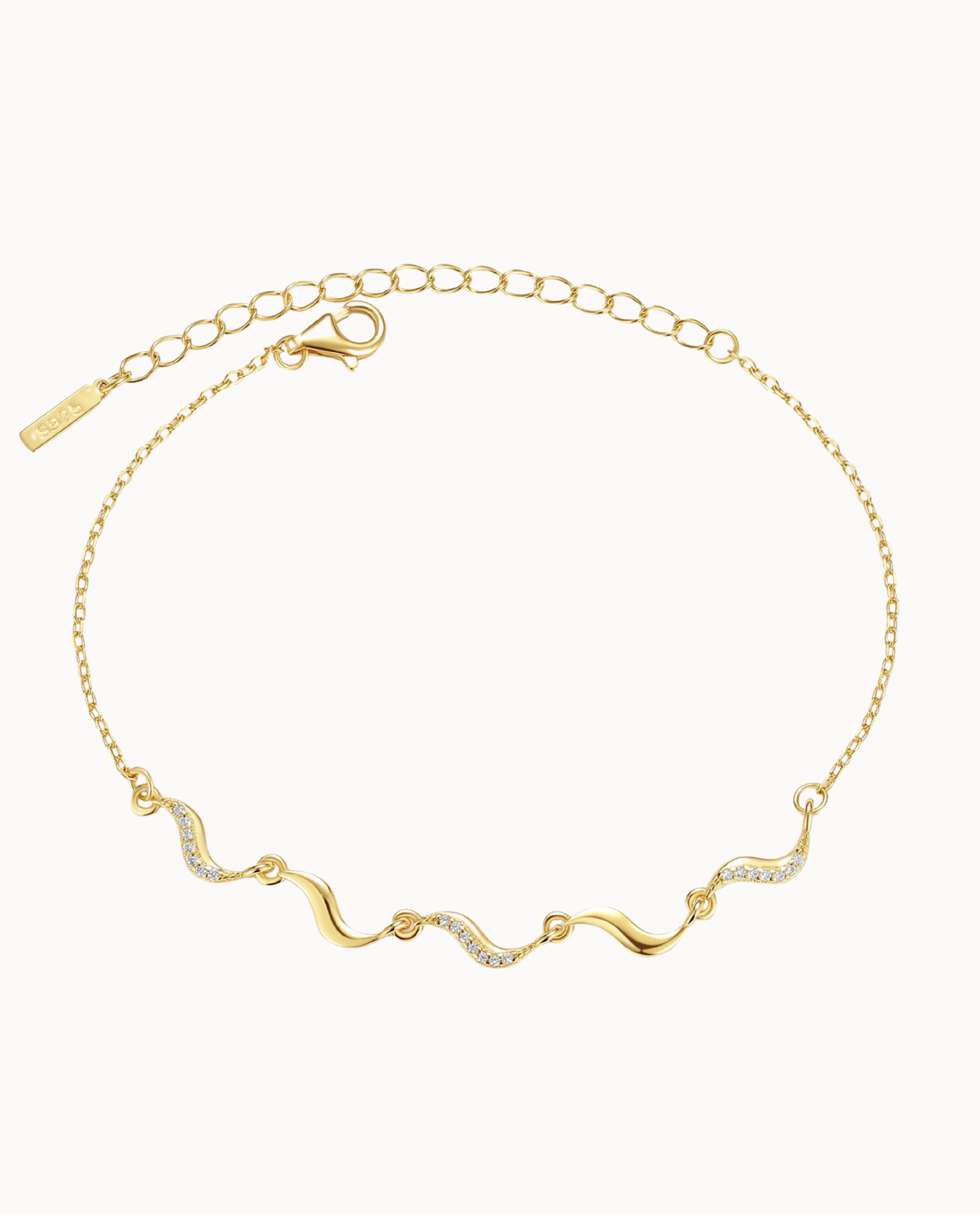 Nova Bracelet i 18K forgyldt sterlingsølv med små vedhæng og klare zirkoner