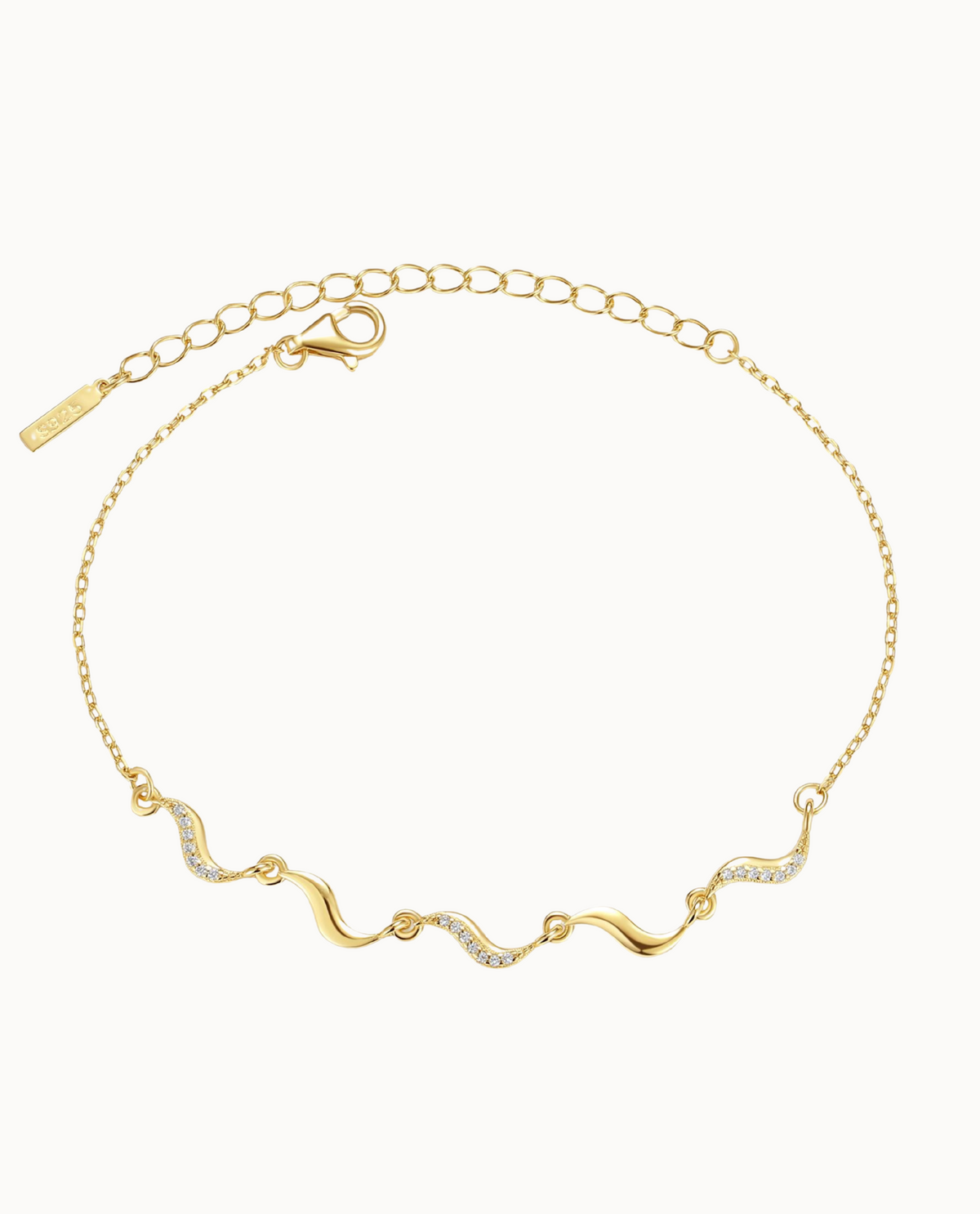 Nova Bracelet i 18K forgyldt sterlingsølv med små vedhæng og klare zirkoner
