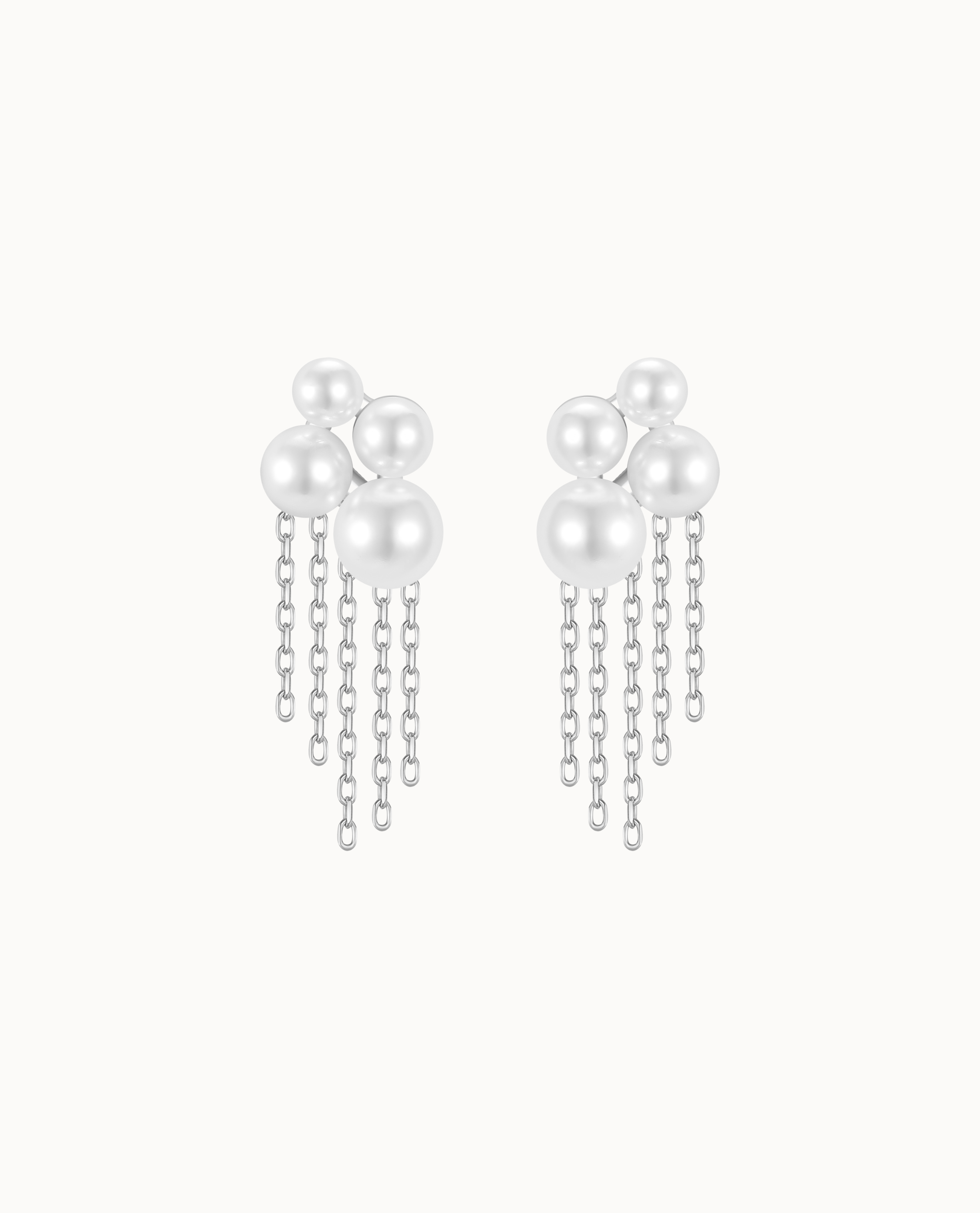 Pelagia Earrings in 925 sterling zilver met parelvormen en vijf fijne kettingen