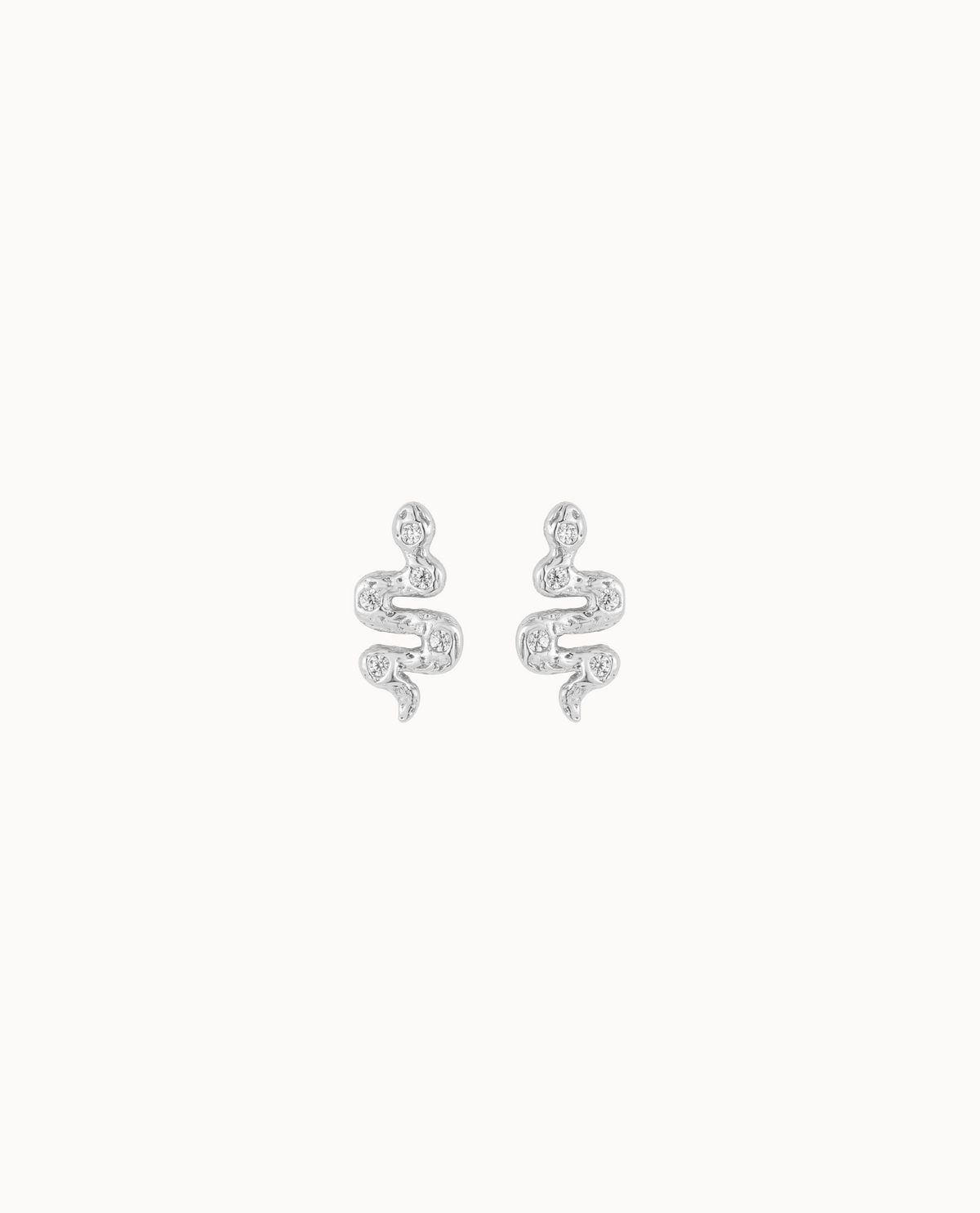 Python Petite studs in 925 sterling silver with snake texture and cubic zirconia