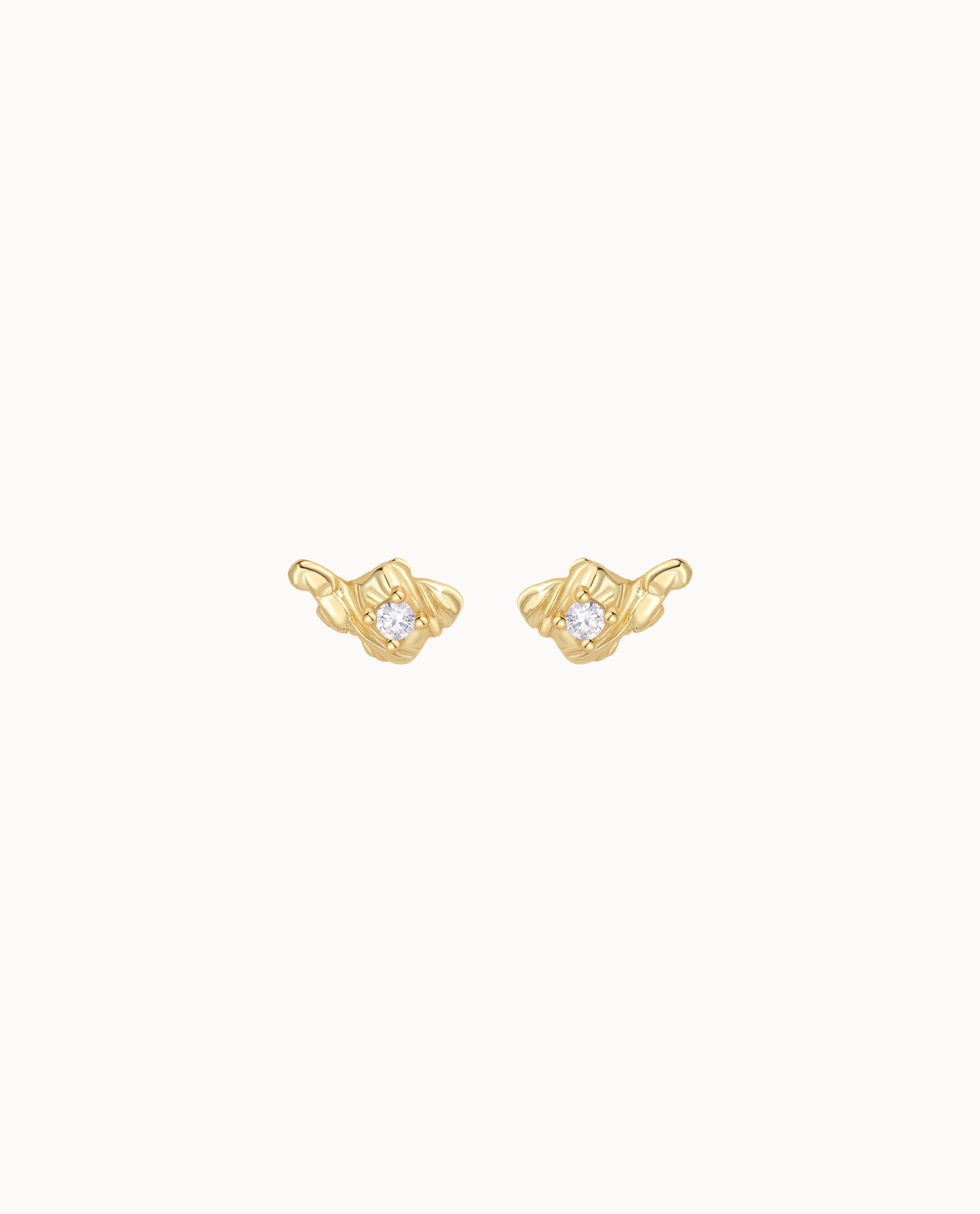 Rain Petite Studs i 18K forgyldt sterlingsølv med strålende zirkon i midten