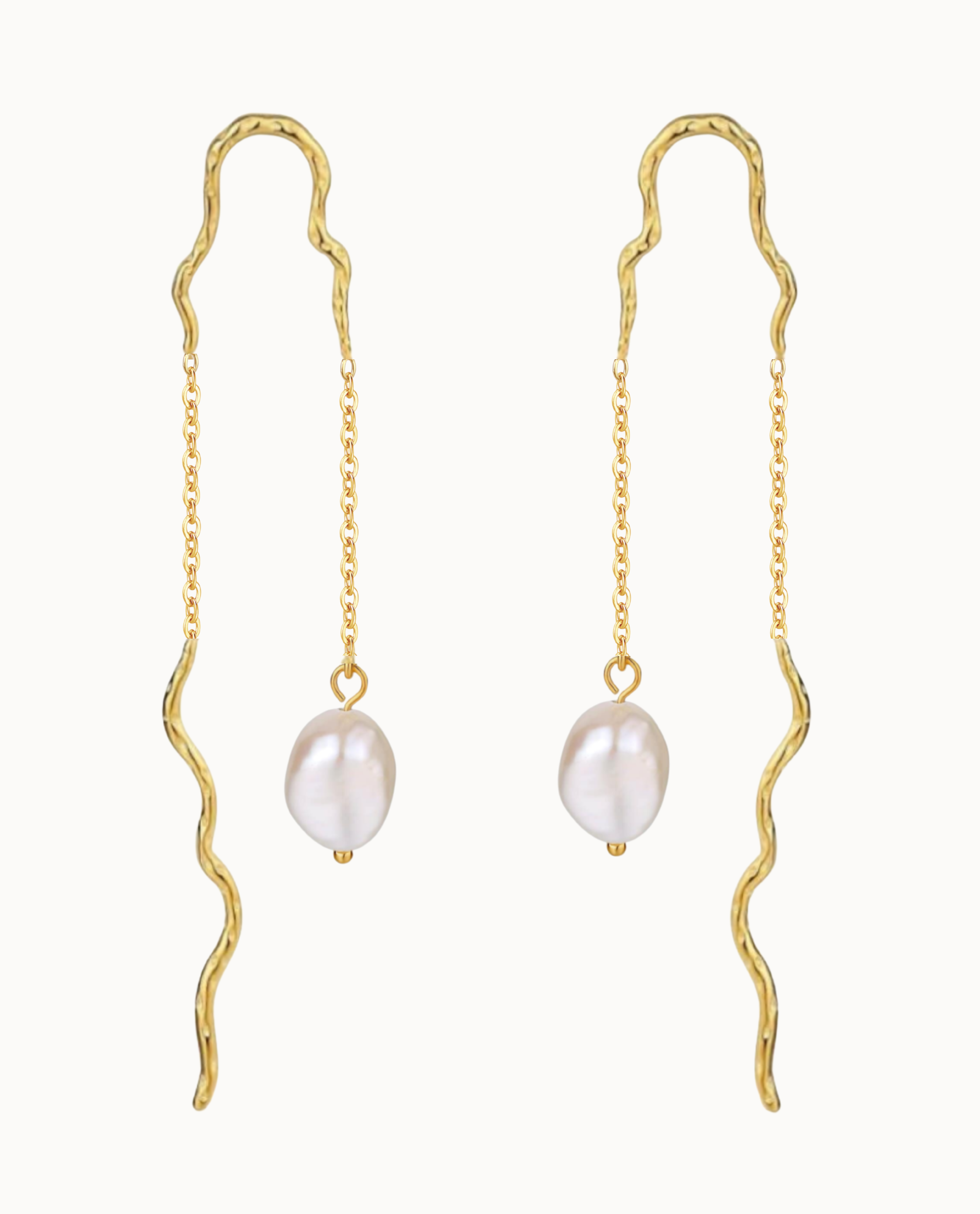 Raja Earrings øretråd i 18K forgyldt sterlingsølv med ferskvandsperle