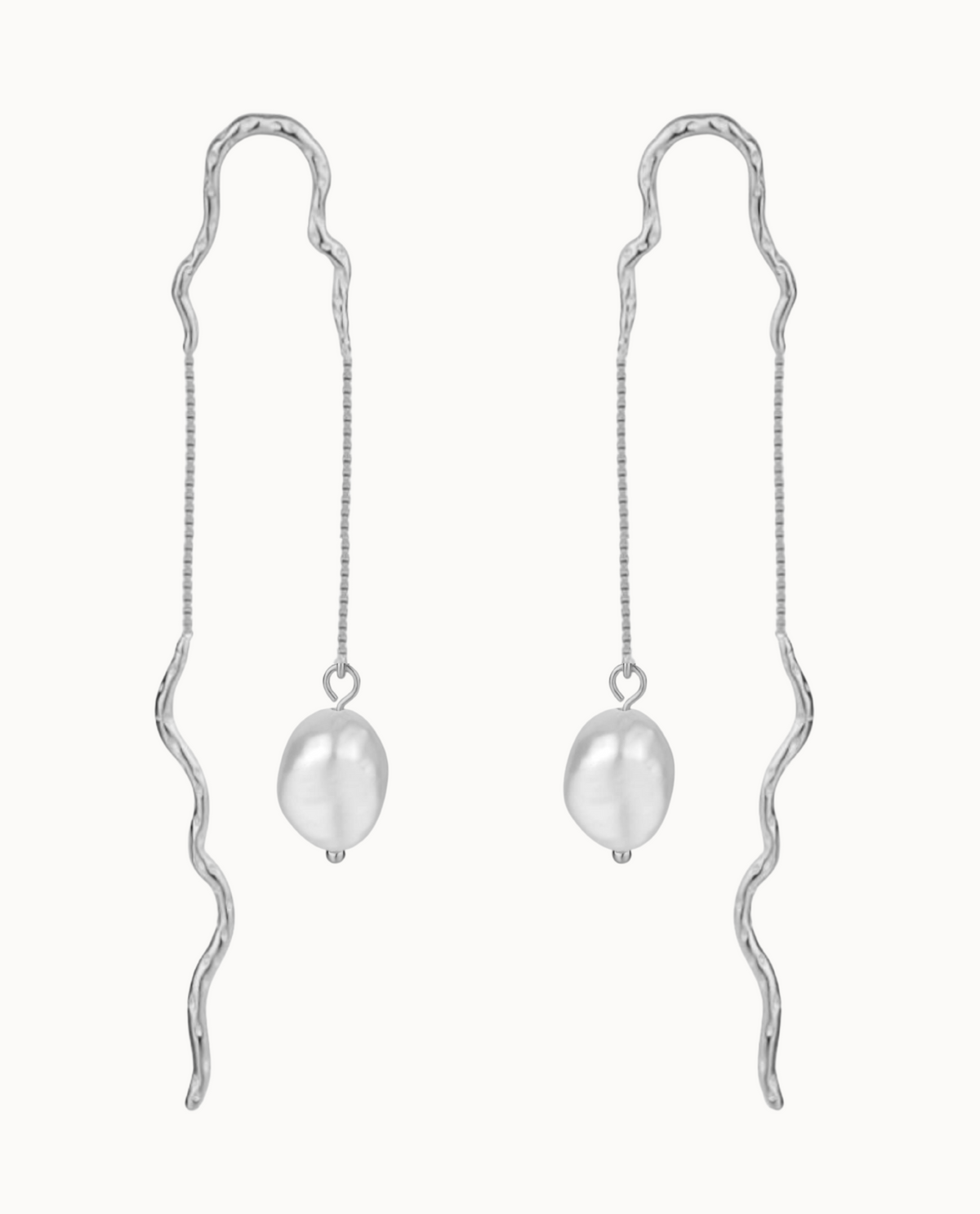 Raja Earrings threader earring in 925 sterling silver with freshwater pearl