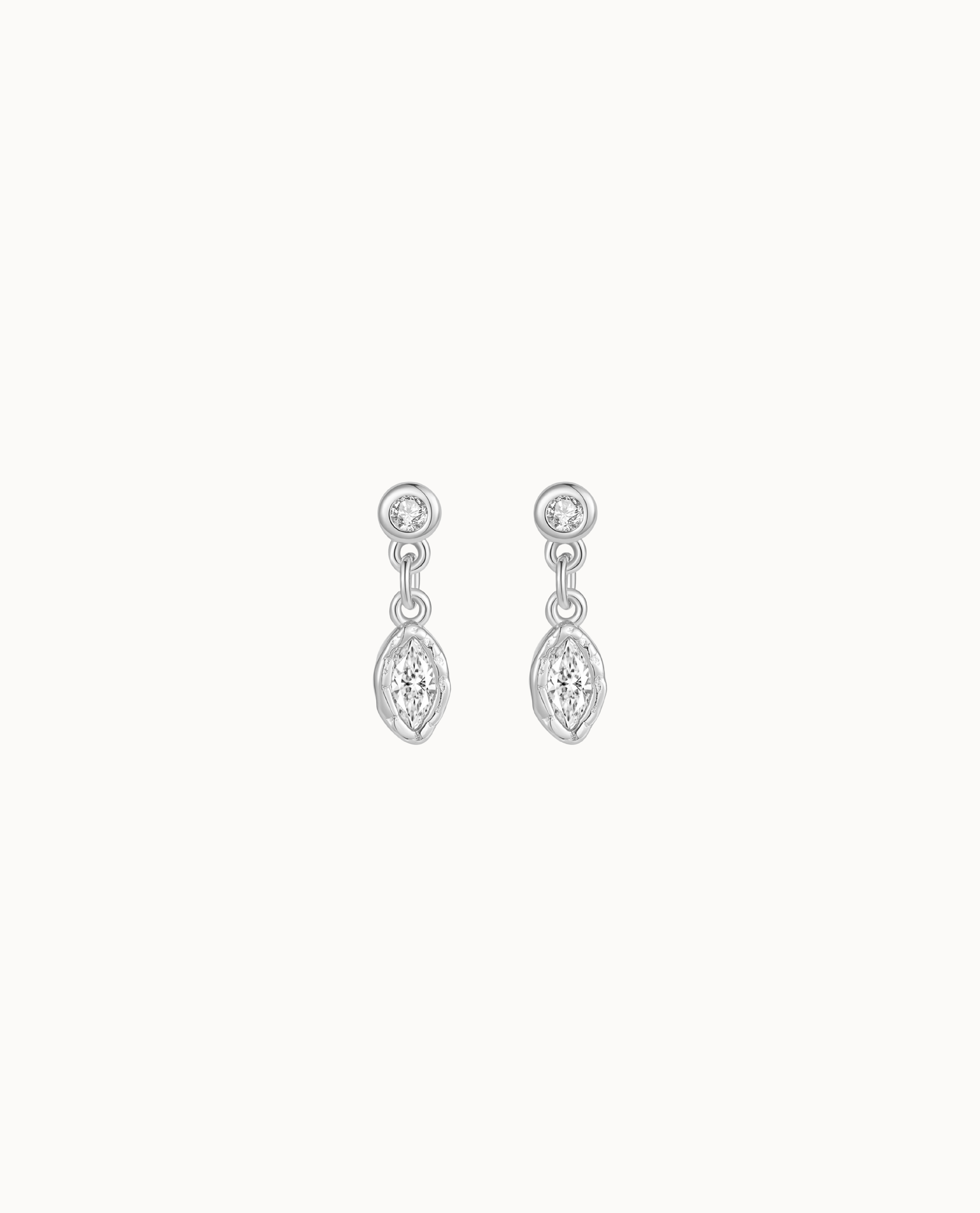 Ramses Ohrringe aus 925er Sterlingsilber mit rundem Zirkon und hängendem Tropfen-Zirkon