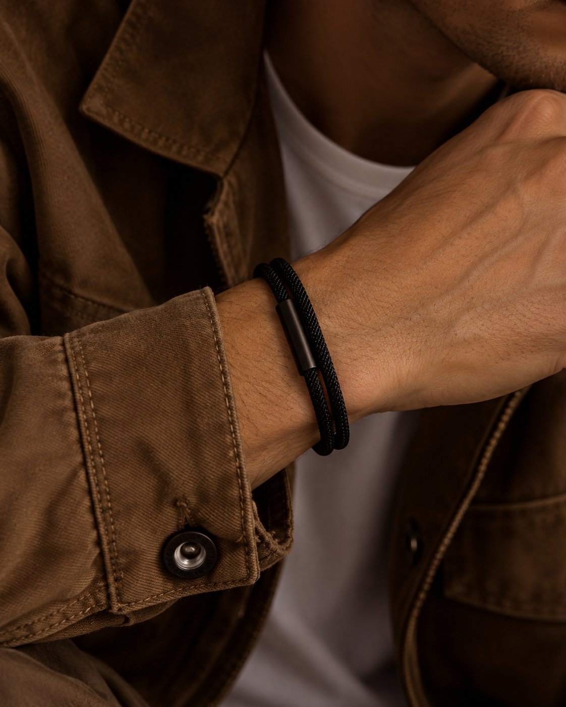 Black Rope men's bracelet with black IP plating and twisted rope design