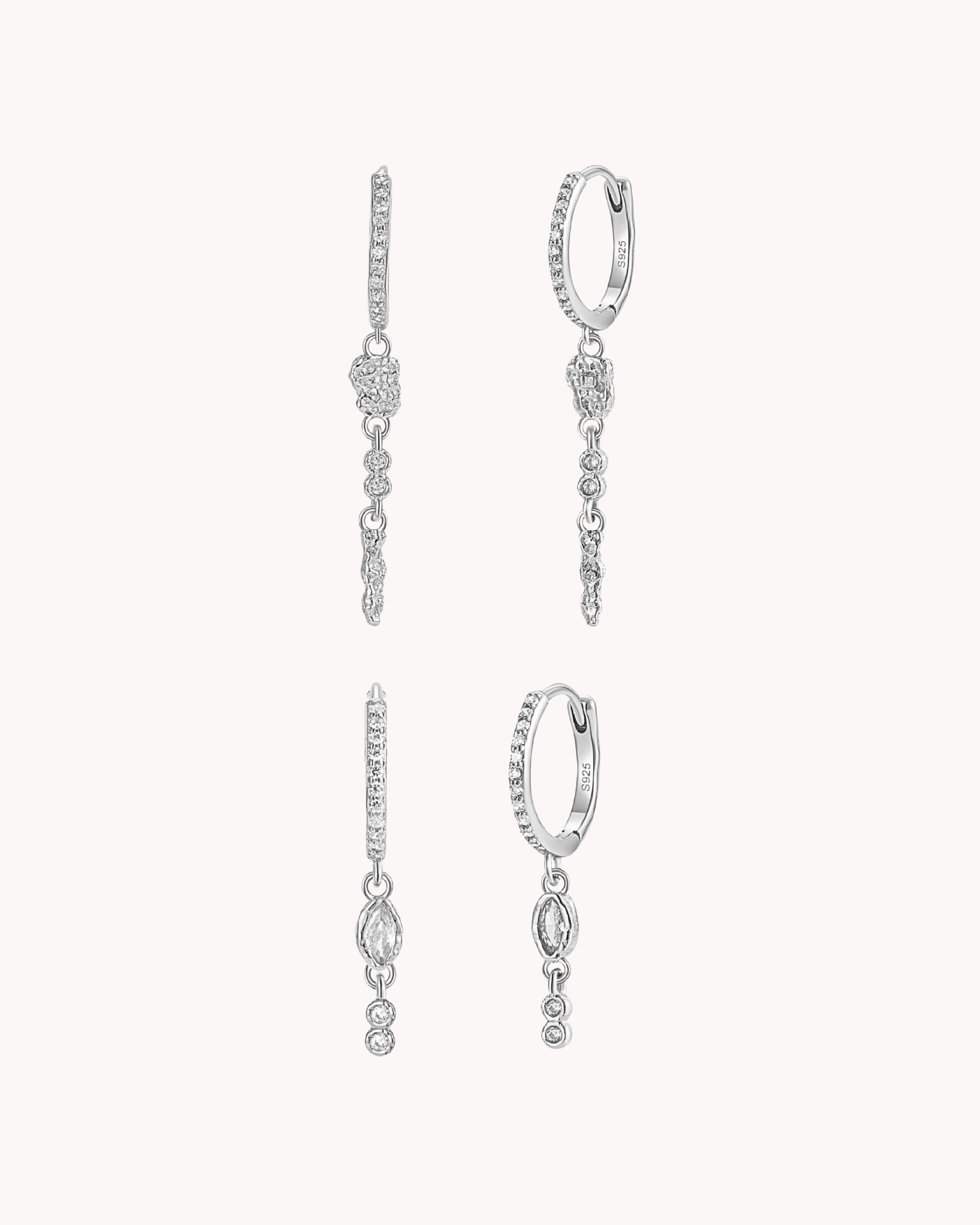 Serqet & Hather Gift Set med to par creoler i 925 sterlingsølv med zirkoner