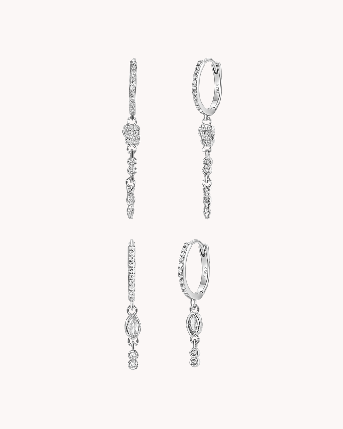 Serqet & Hather Gift Set med to par creoler i 925 sterlingsølv med zirkoner