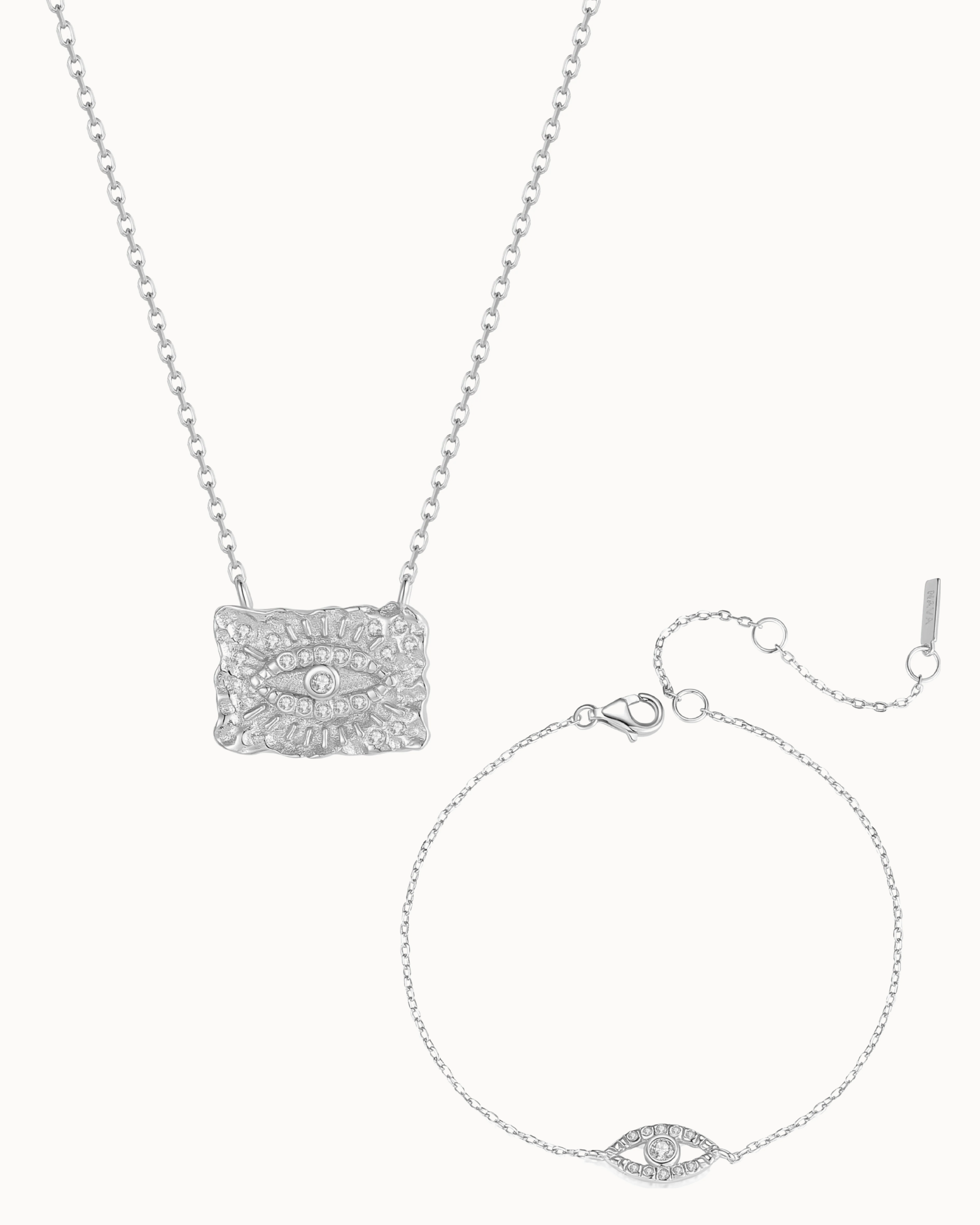 Nefertiti & Tiye Gift Set i sølv – halskæde og armbånd