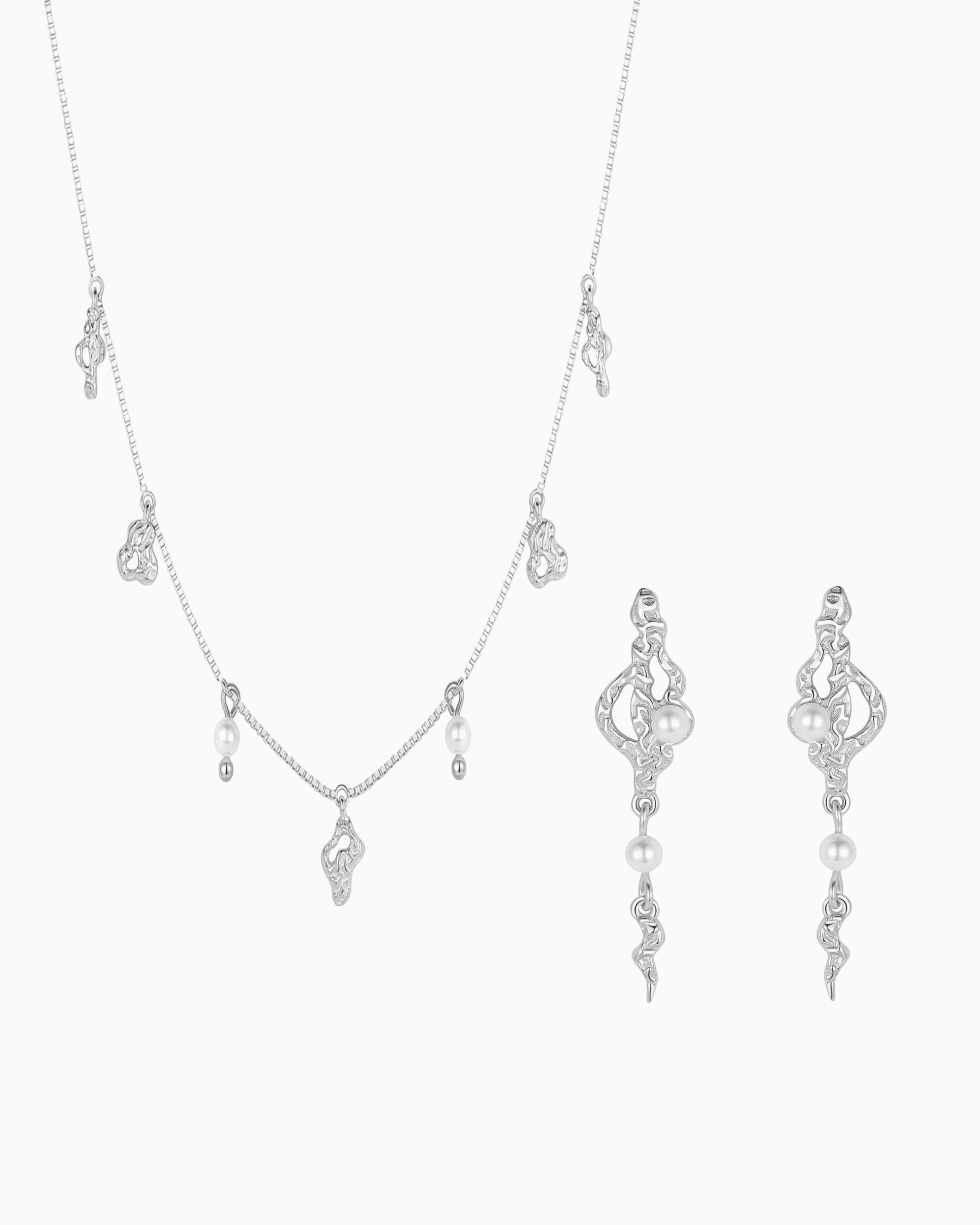 Sedna & Zale Gift Set i sølv – halskæde og øreringe