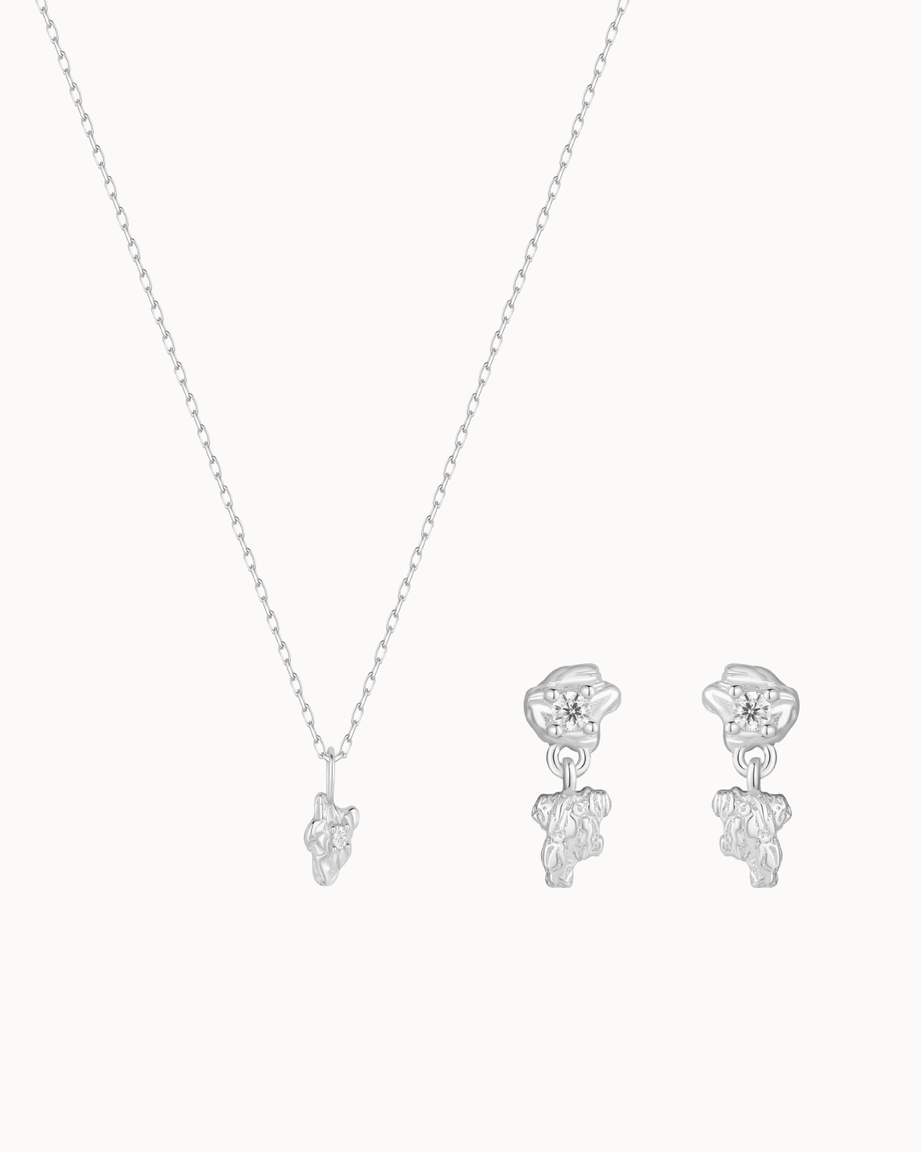 Terra & Enya Gift Set i sølv – halskæde og øreringe