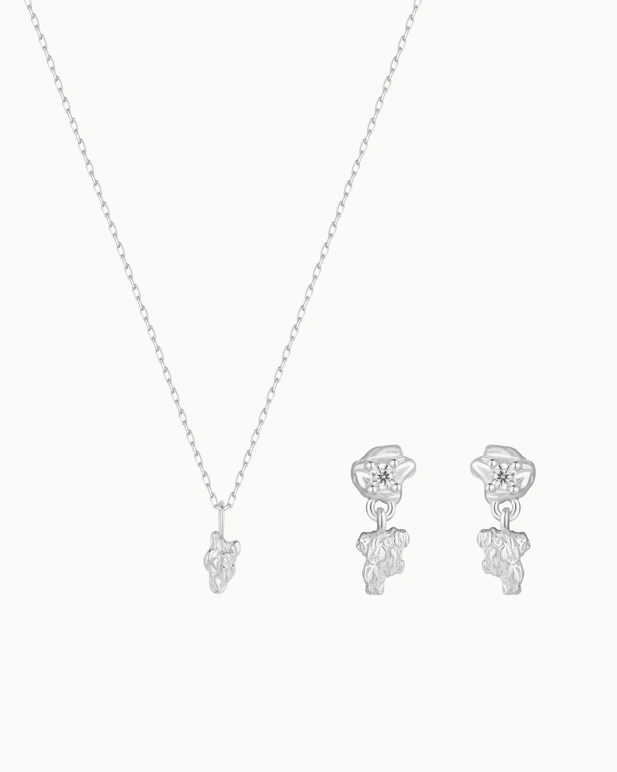 Terra & Enya Gift Set i sølv – halskæde og øreringe