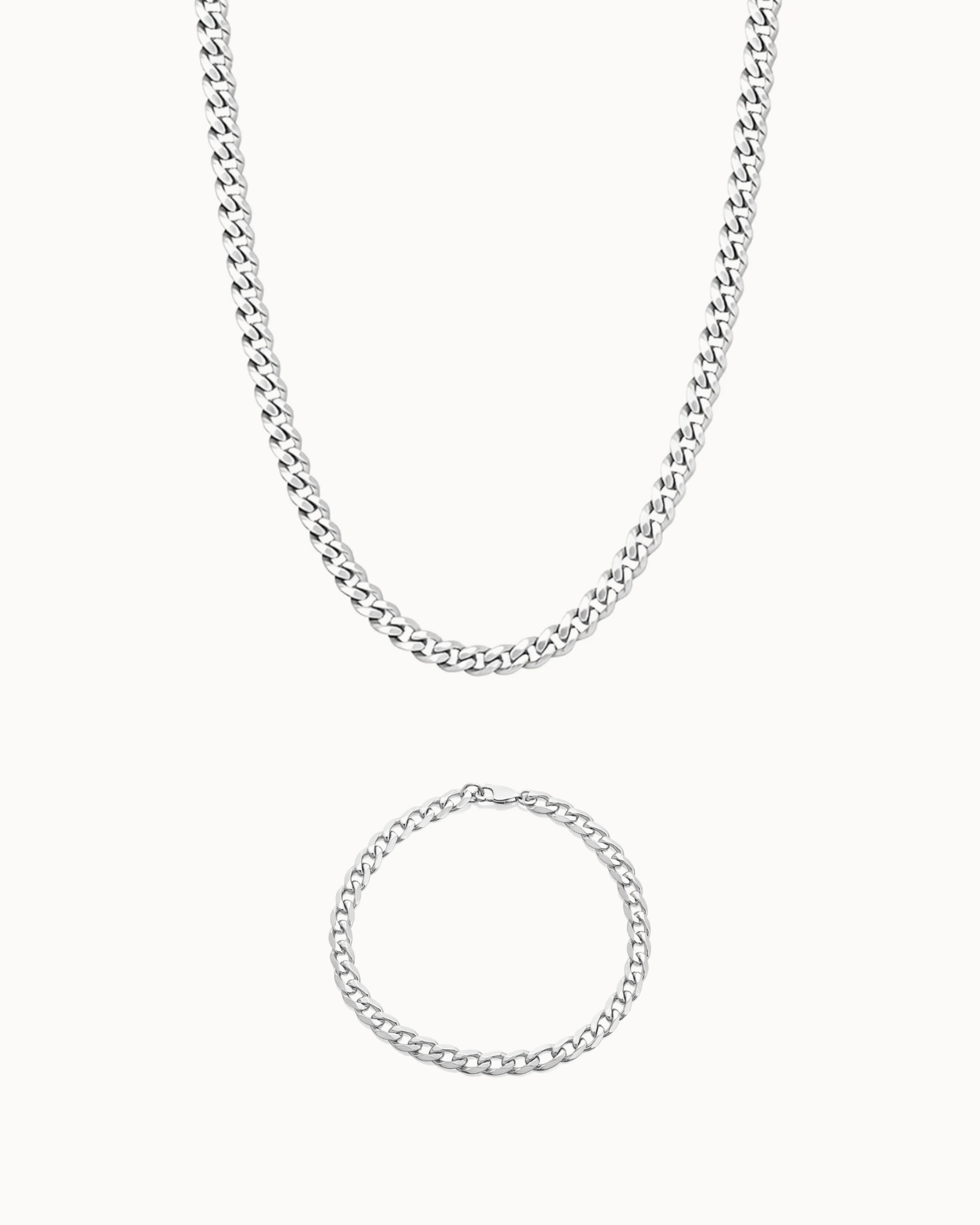 Rogue Bracelet & Chain Gift Set i sølvfarvet stål – halskæde og armbånd