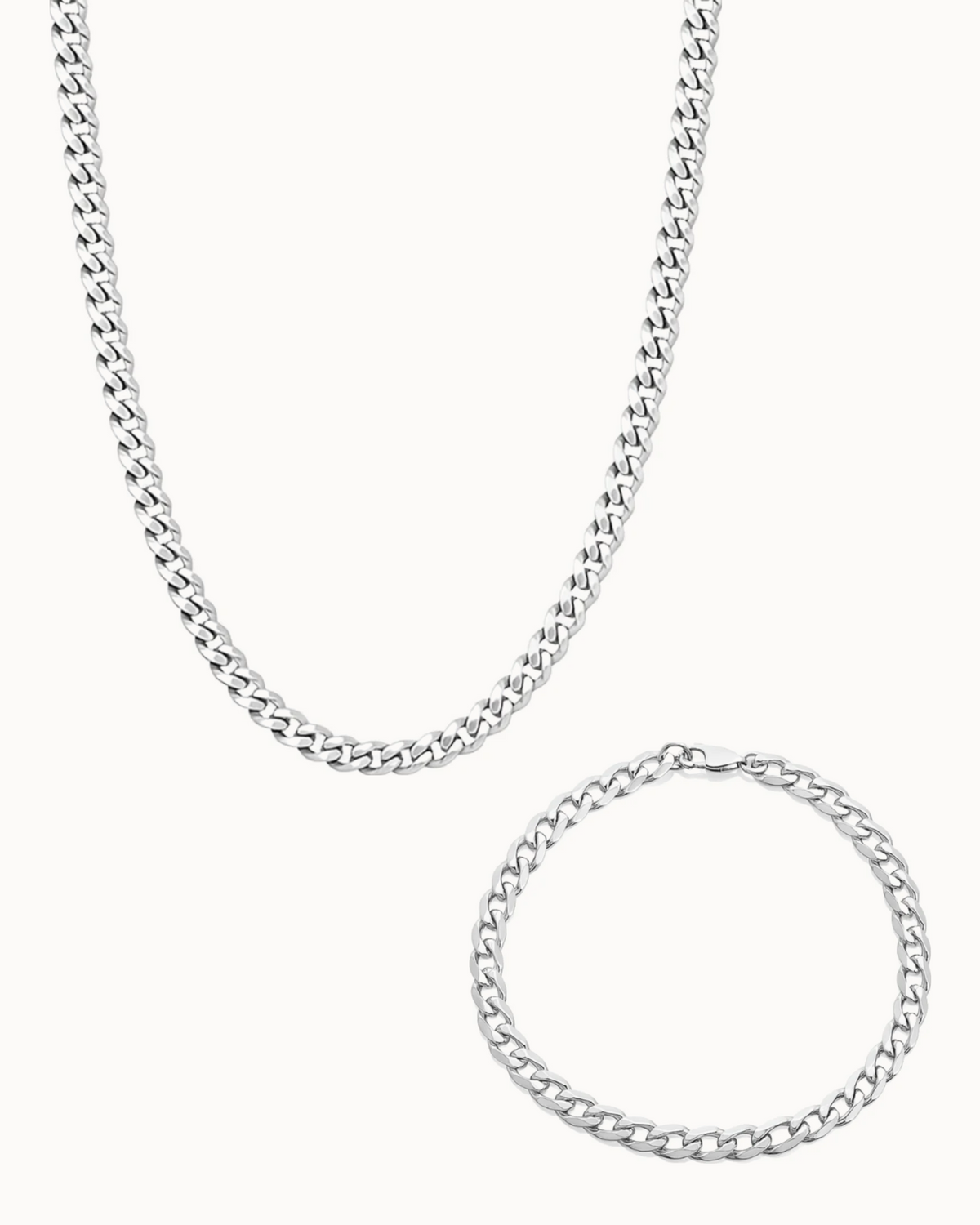 Rogue Bracelet & Chain Gift Set i sølvfarvet stål – halskæde og armbånd
