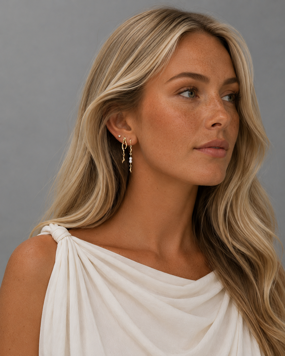 Syrena and Blaine Earrings in 18K gold-plated 925 sterling silver in combination