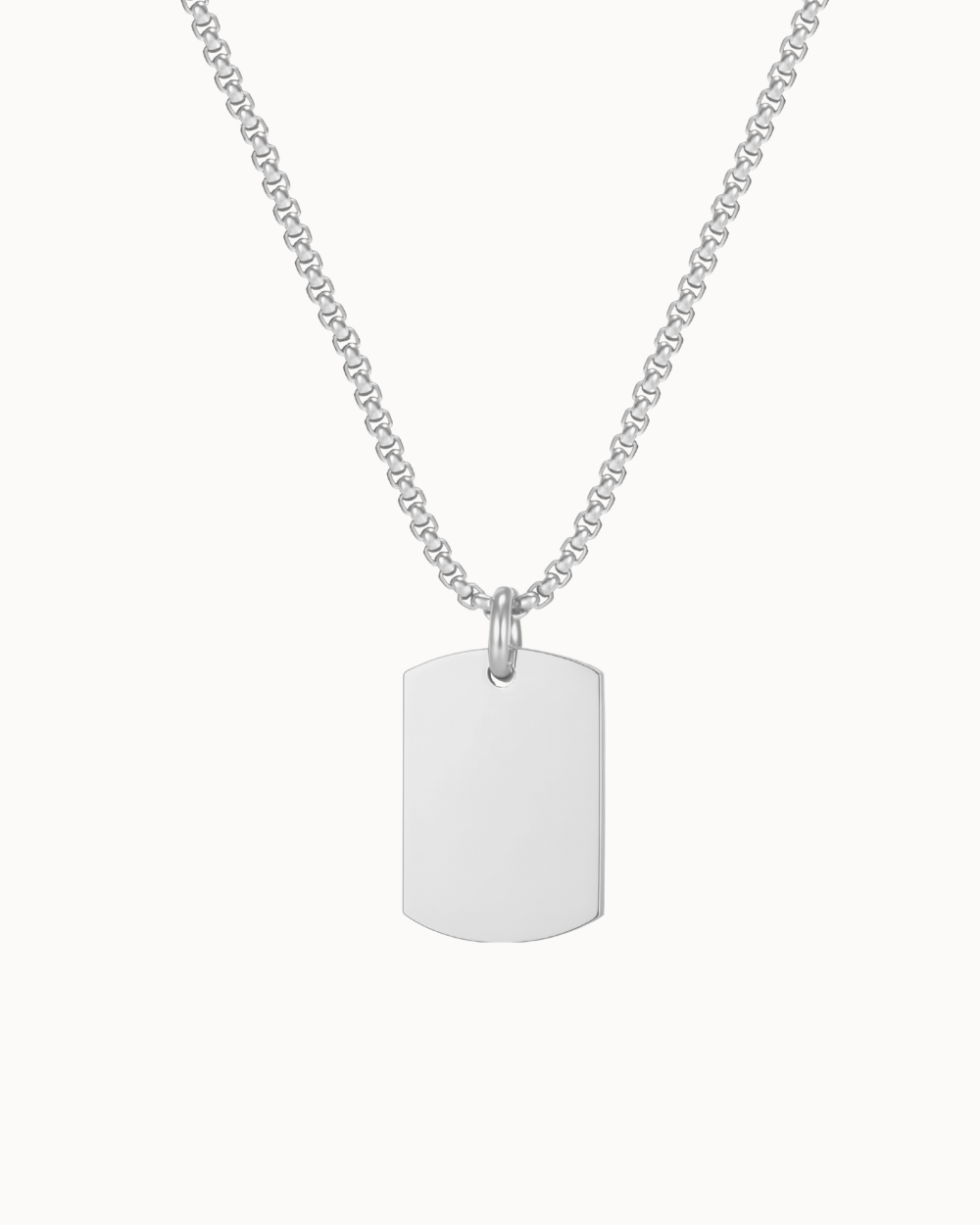 Tag herrehalskæde i sølvfarvet rustfrit stål med dog tag-vedhæng