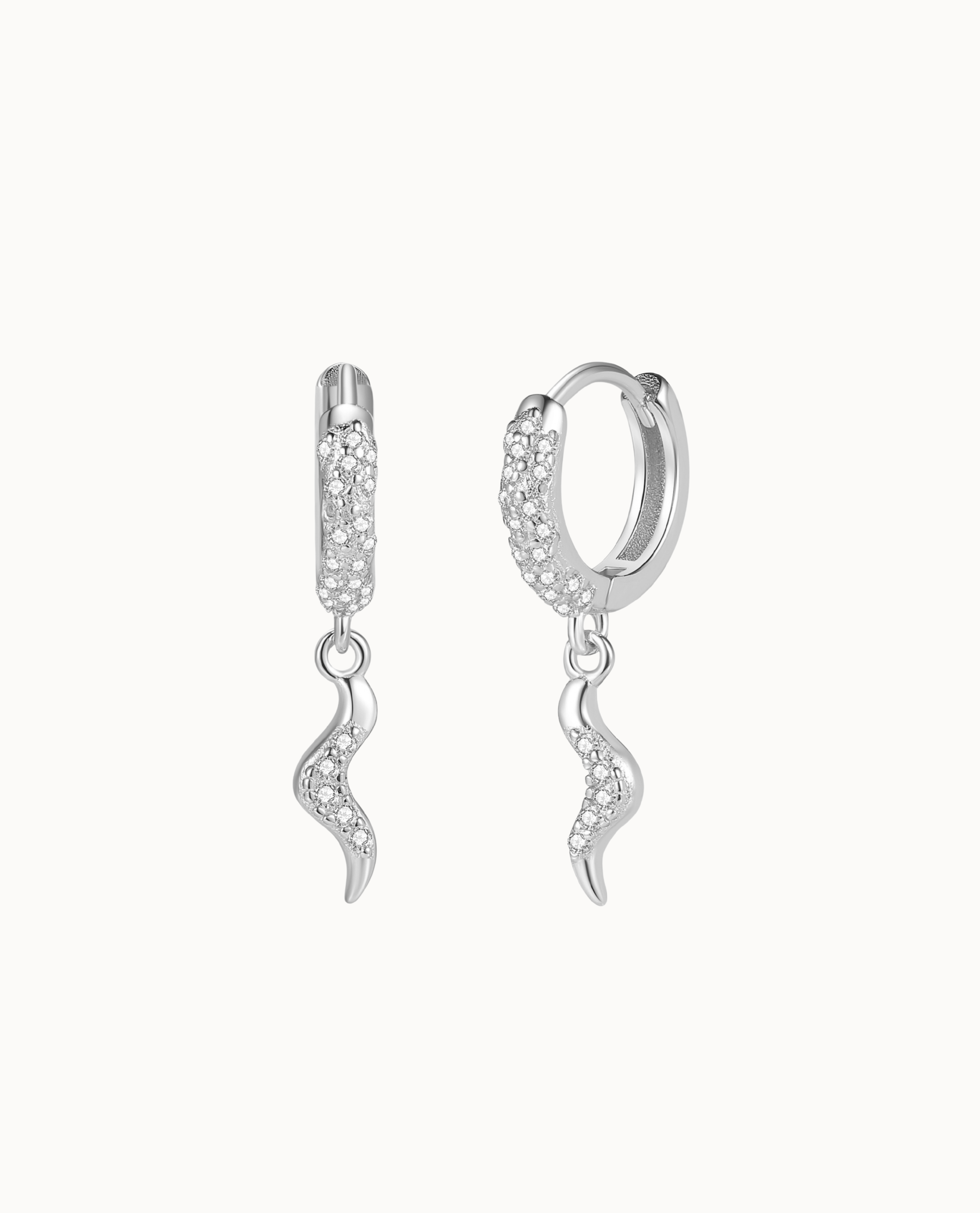 Tara Earrings in 925 sterling silver – click hoop with pendant and zirconia