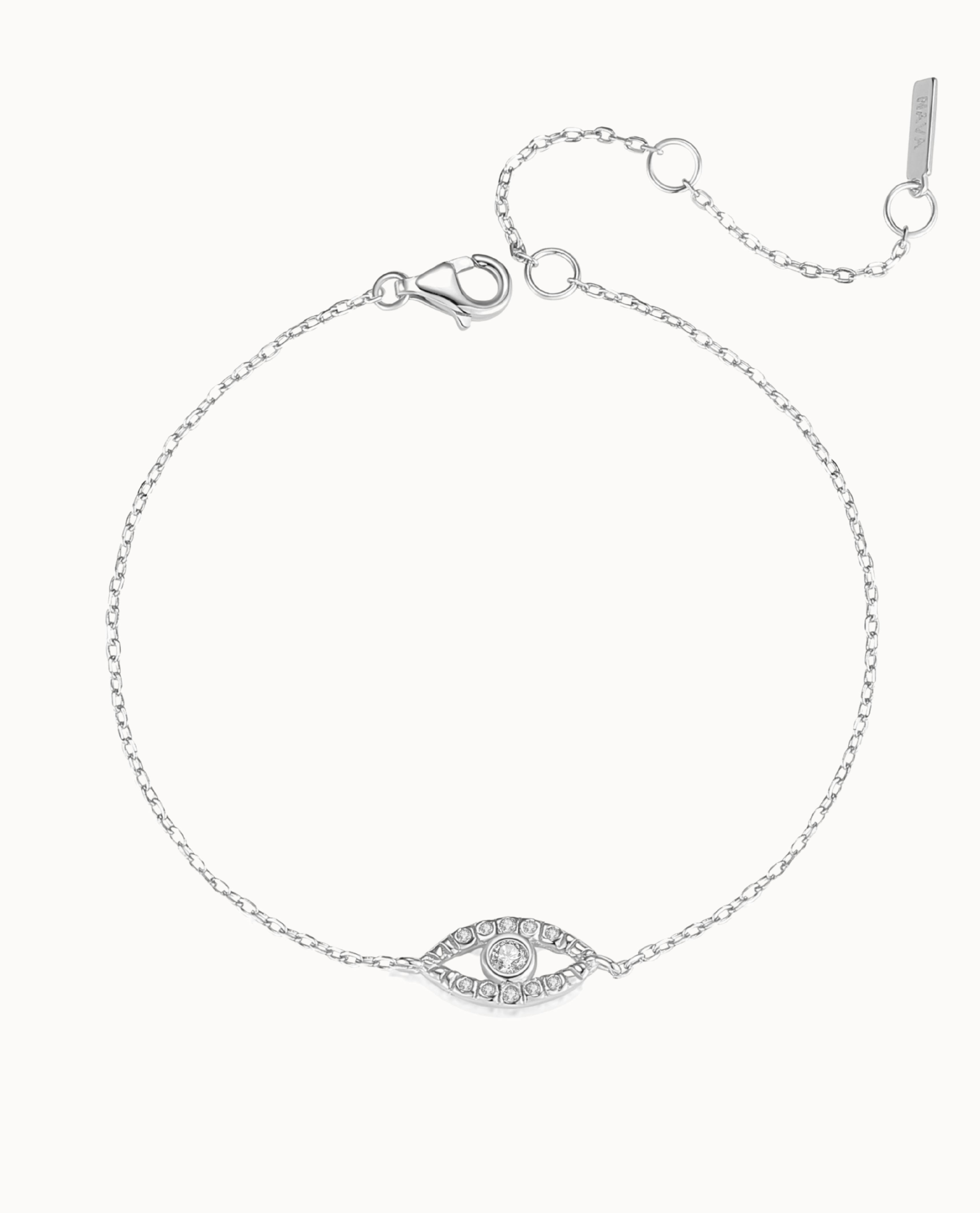 Tiye Armband aus 925er Sterlingsilber mit Evil-Eye-Anhänger und funkelnden Zirkonen