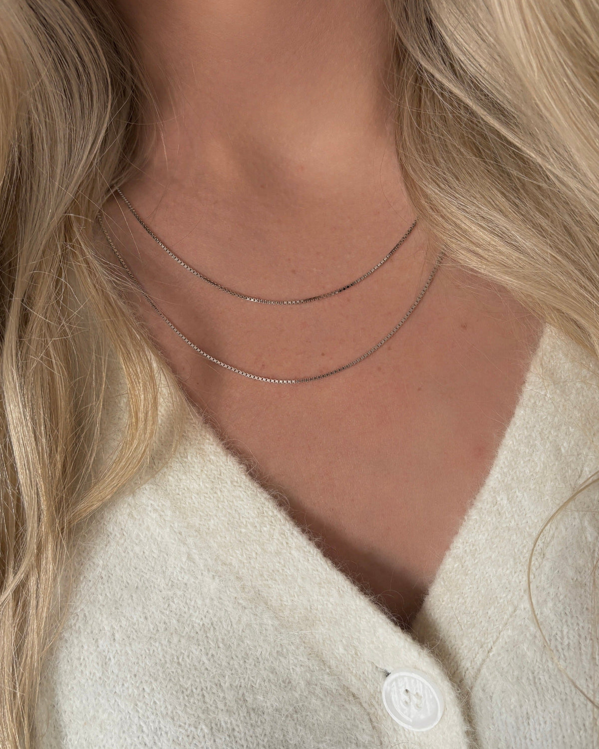 Venezia ketting in sterling zilver, eenvoudige klassieke ketting met verstelbare lengte