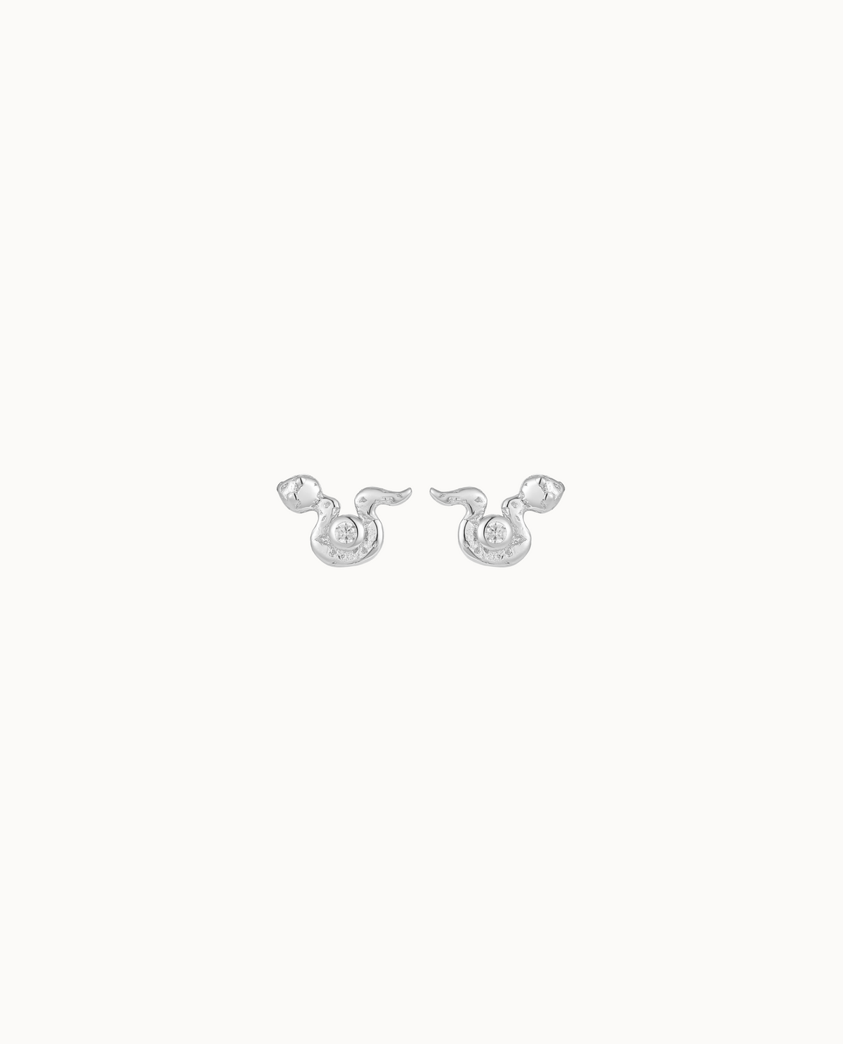 Viper Petite Ohrstecker aus 925er Sterlingsilber mit kleiner Schlange um einen kubischen Zirkon