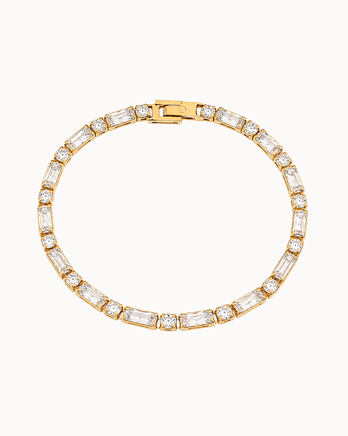Vittoria Bracelet – tennisarmbånd i 18K forgyldt stål med baguette-zirkoner