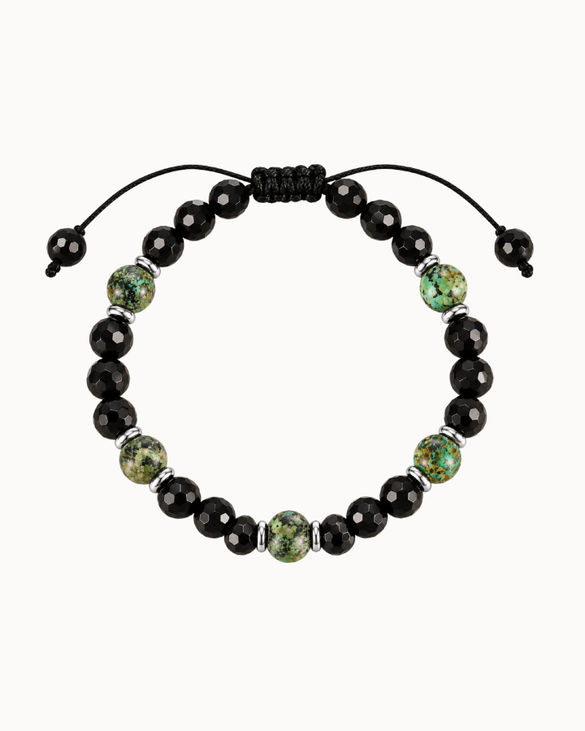 Zion Steinarmband für Herren mit schwarzem Onyx und grünem Jaspis